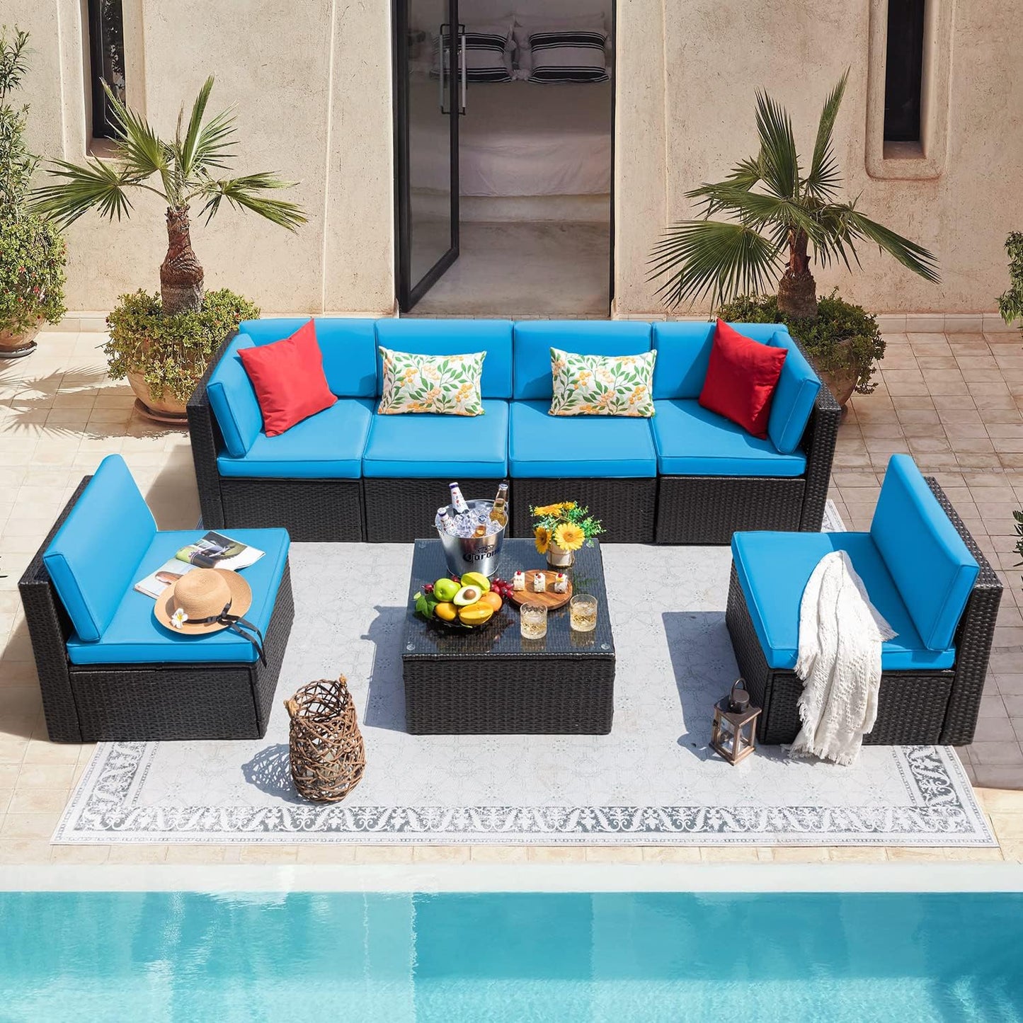 Devoko 7 Pieces Outdoor Sectional Sofa Set for Ultimate Comfort