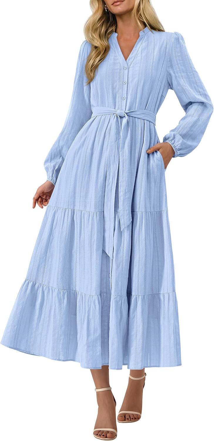 PRETTYGARDEN Womens Fall Maxi Dresses for 2025 Casual Style