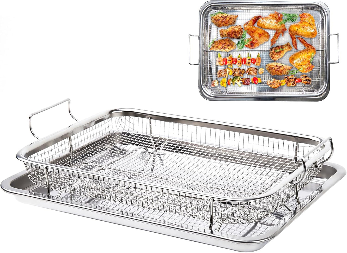 Eyourlife Stainless Steel Air Fryer Tray: Spacious & Durable
