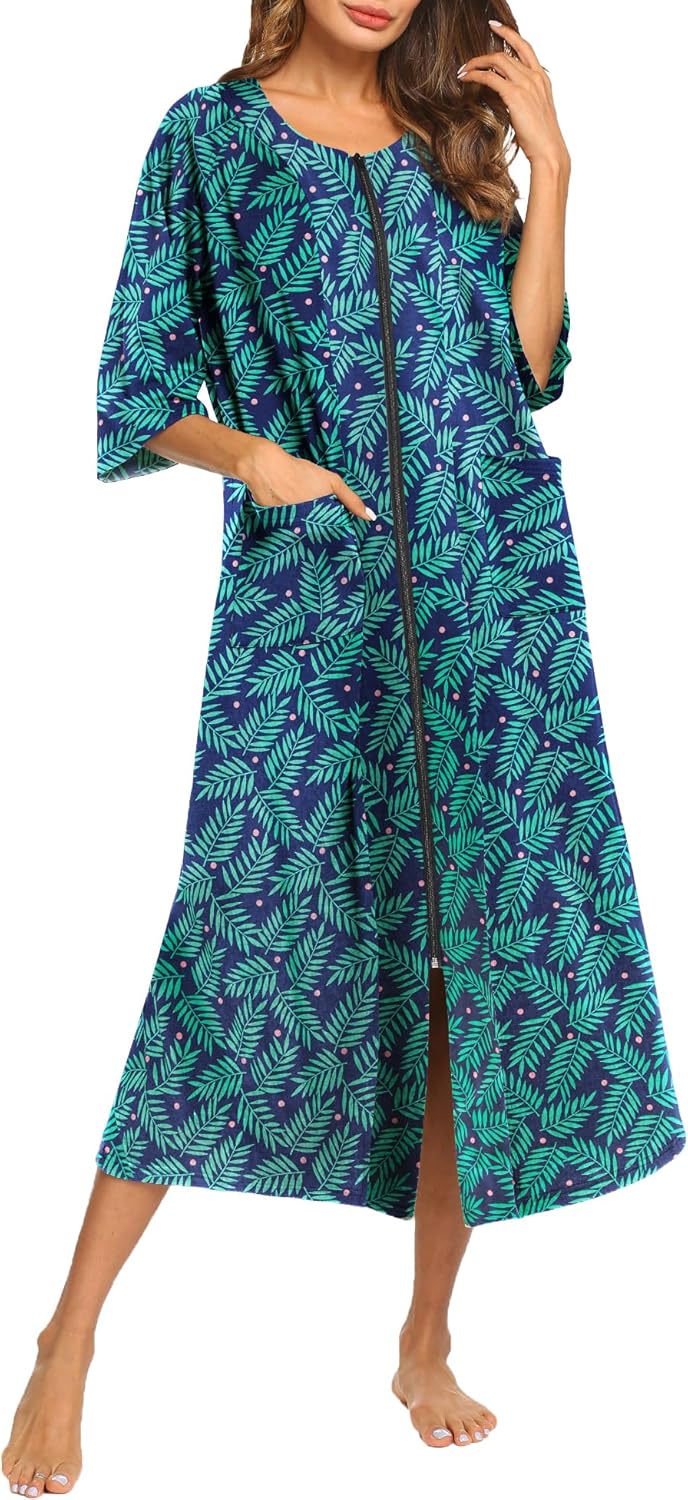 Ekouaer Women's Zipper Robe for Comfort and Style at Home