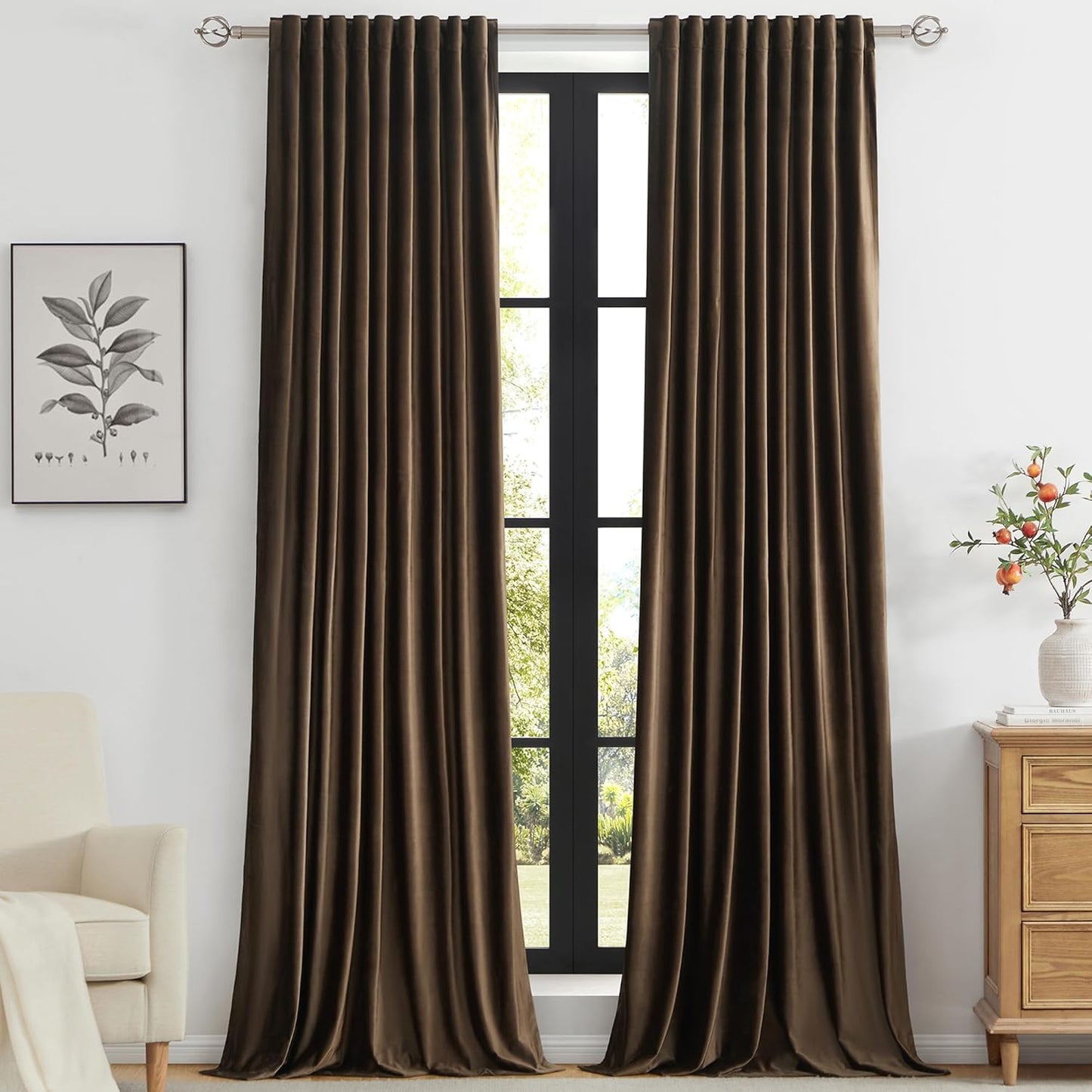 Luxurious Brown Velvet Curtains for Living Room and Bedroom