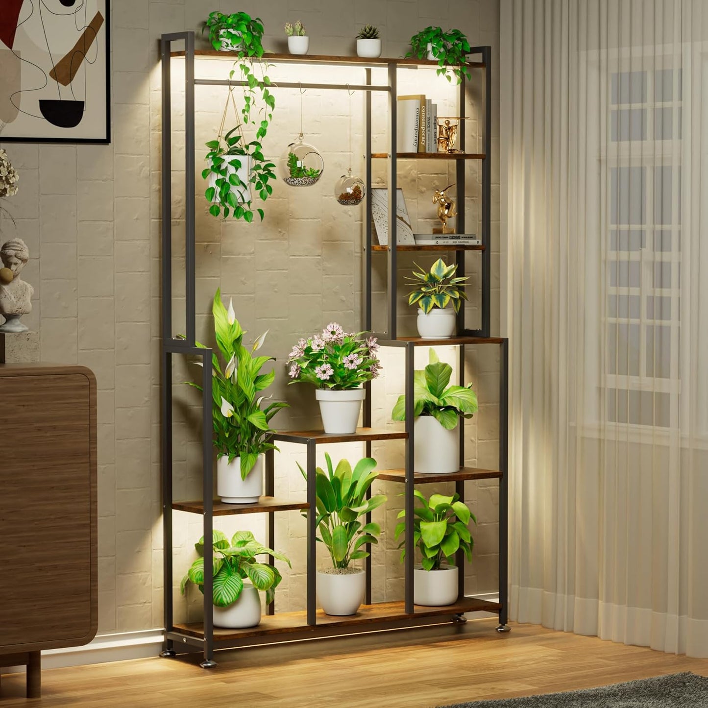 CODACE 71 Inch Tall Plant Stand with Grow Light for Indoor Use