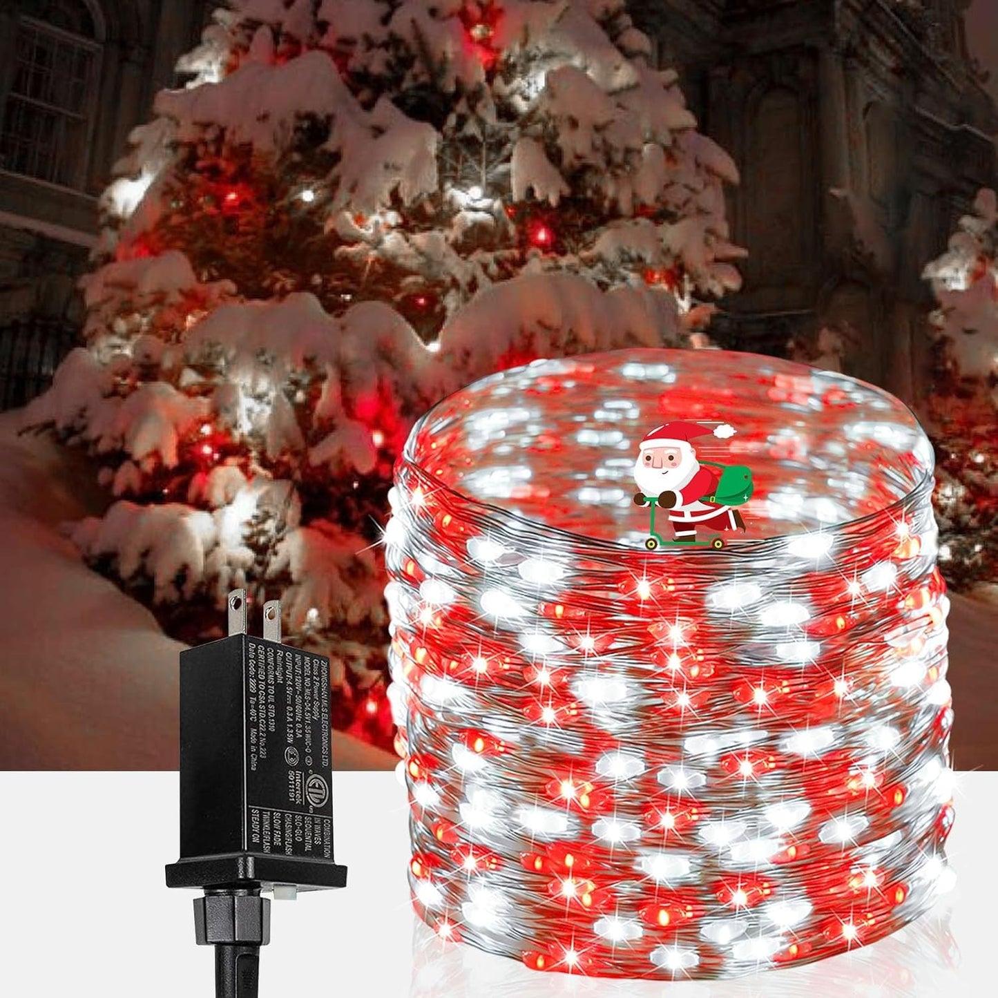 66Ft 200LED Red and White LED Fairy Lights for Christmas Decor