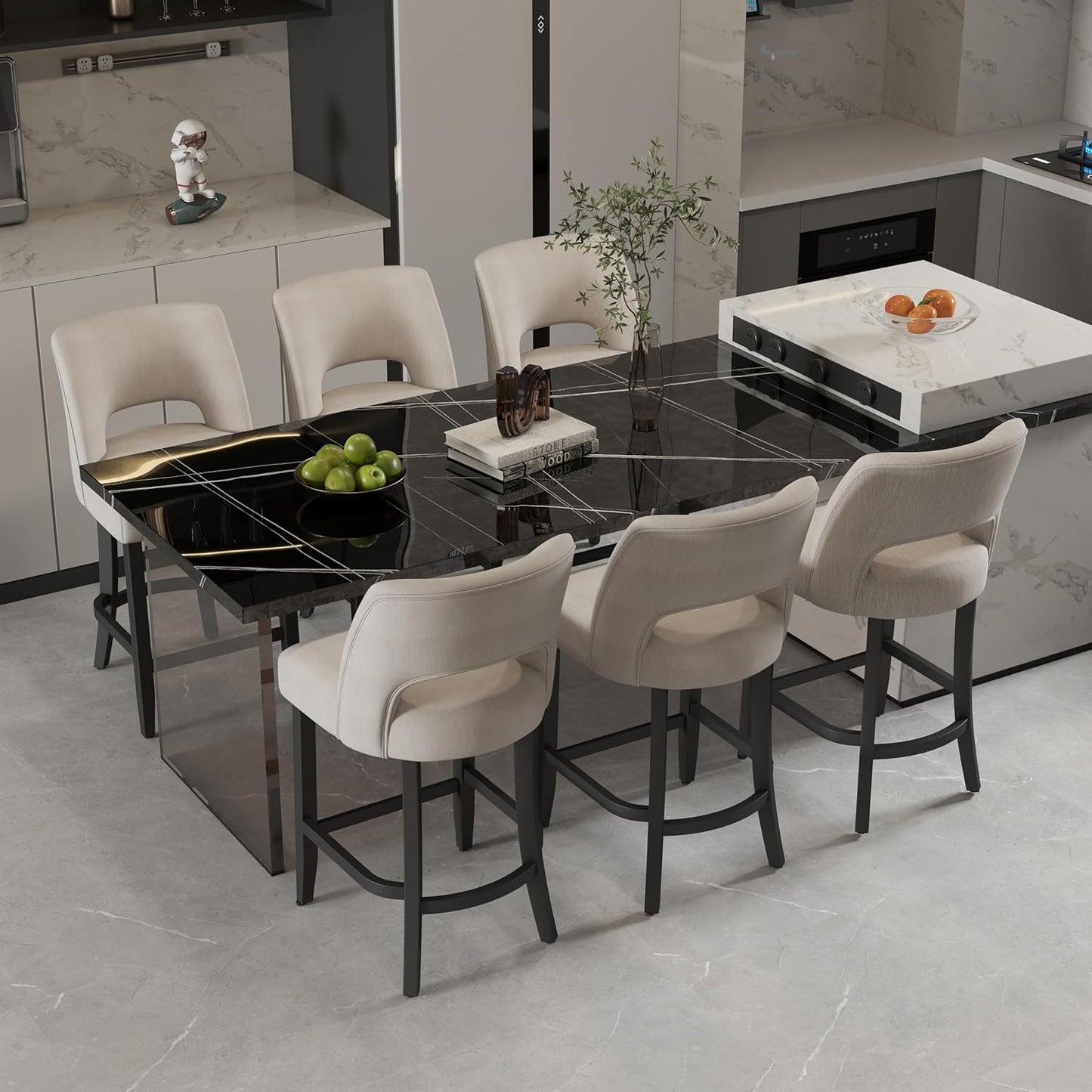 VKNOW Bar Stools Set of 6 for Kitchen Island Dining Room