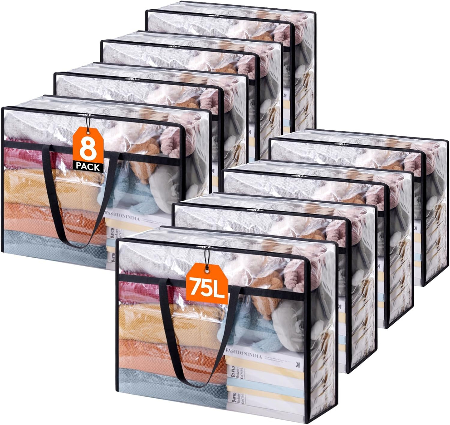 Lifewit 8 Pack Clear Clothes Storage Bags for Bedding and More