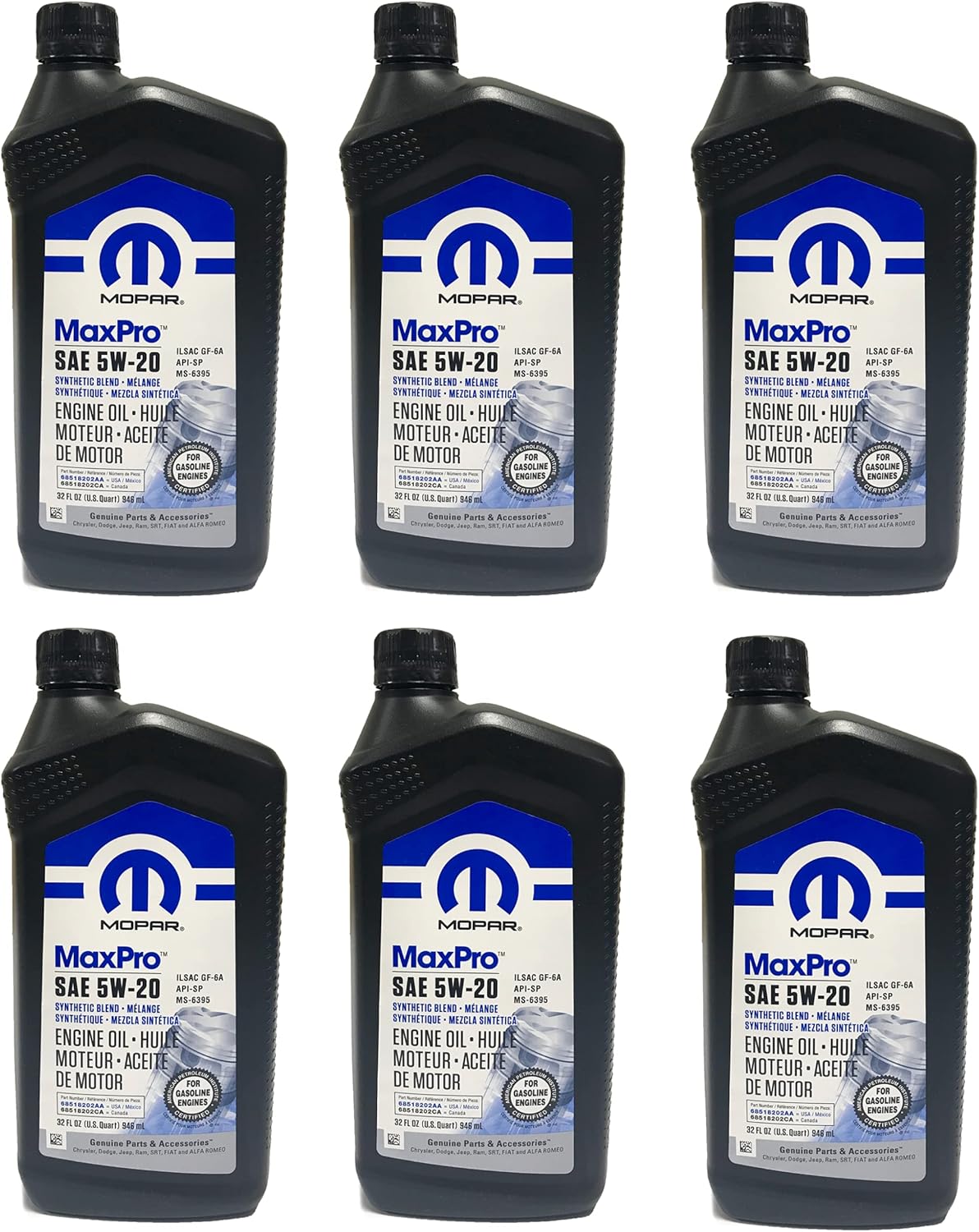 Mopar MaxPro 5W20 SAE Motor Oil for Jeep Dodge Chrysler Ram