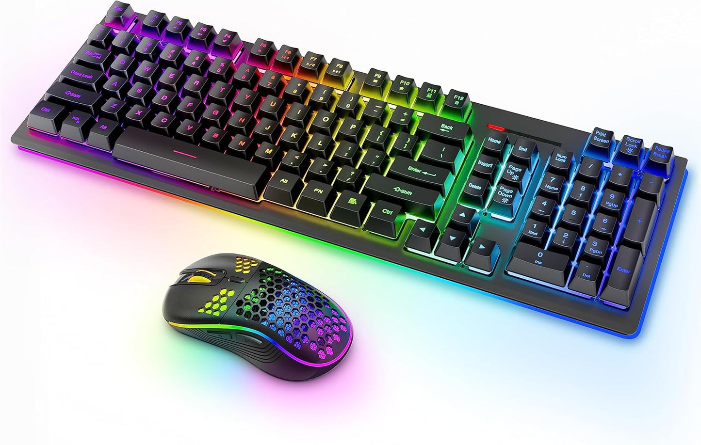 MOOJAY Wireless Keyboard and Mouse RGB Backlit Combo for Gaming