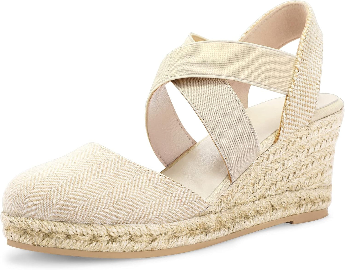 mysoft Women's Closed Toe Crisscross Elastic Ankle Strap Sandals