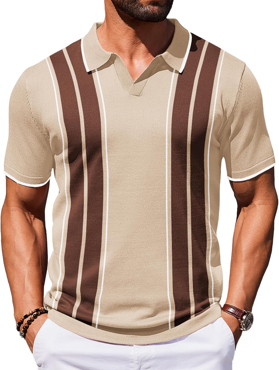 COOFANDY Mens Polo Shirts Short Sleeve Vintage Golf T Shirts