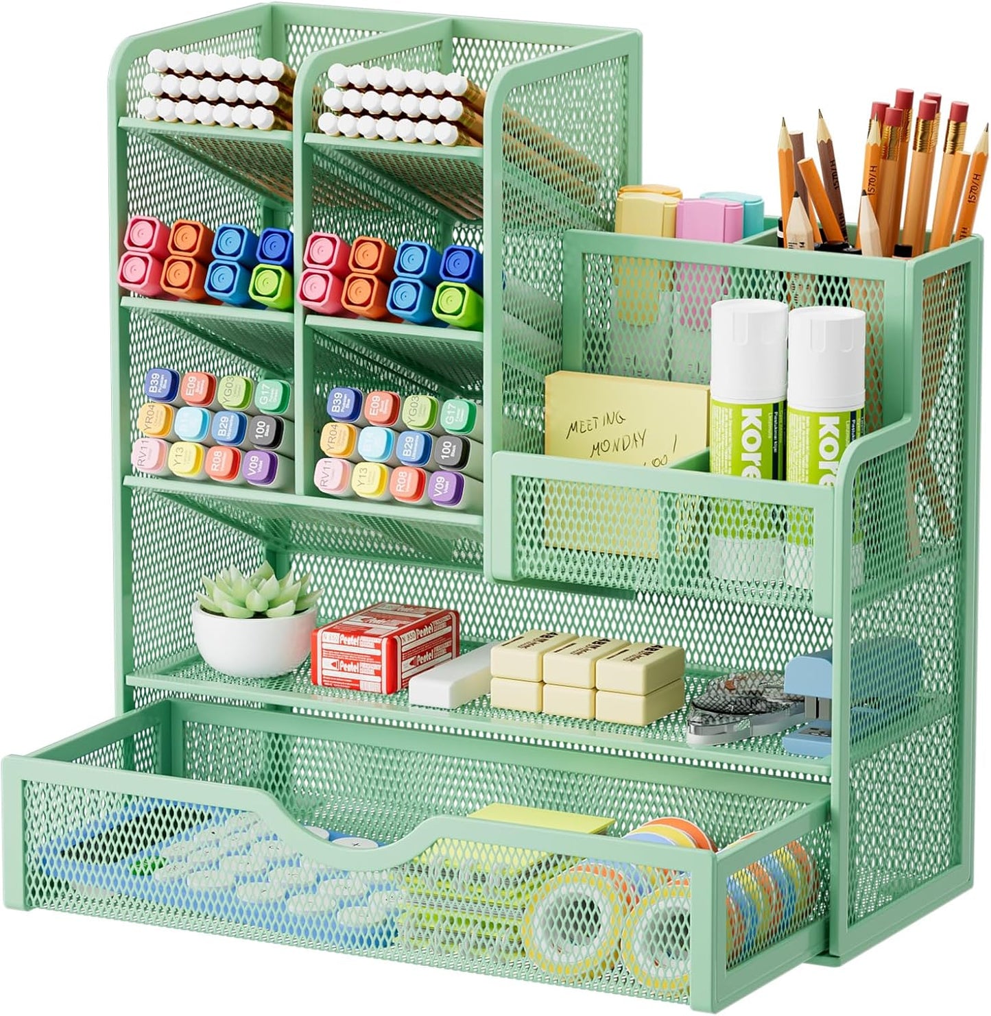 Marbrasse Mesh Pencil Holder with Drawer - Keep Your Desk Tidy!