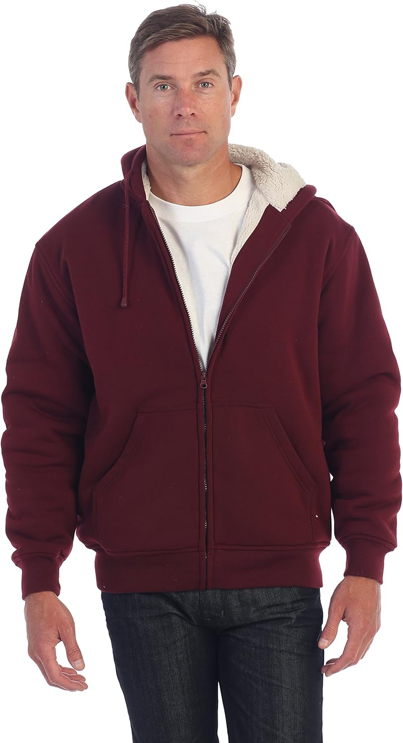 Gioberti Men's Soft Heavyweight Sherpa Lined Fleece Hoodie Jacket