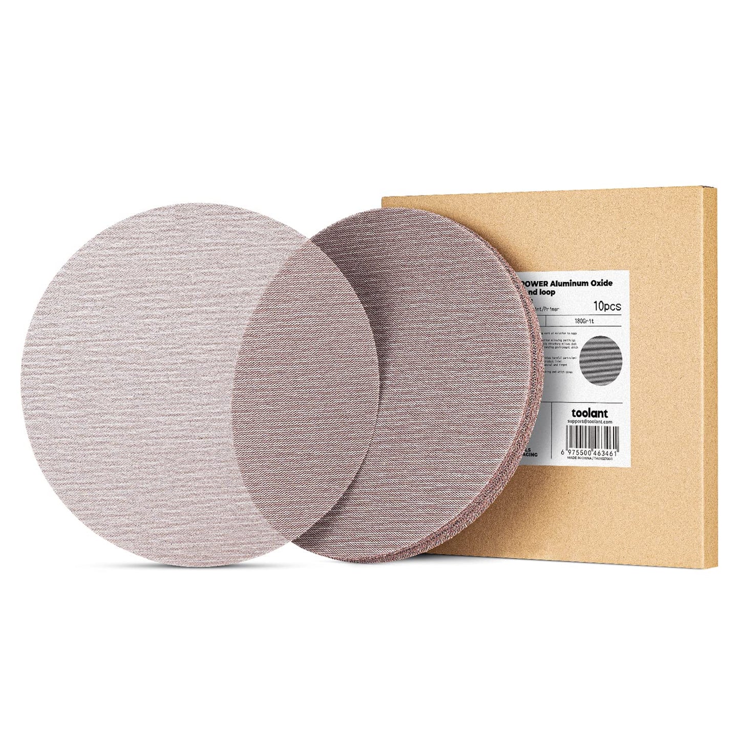 Dust-Free Drywall Sanding Disc Set, 180 Grit - 10pcs