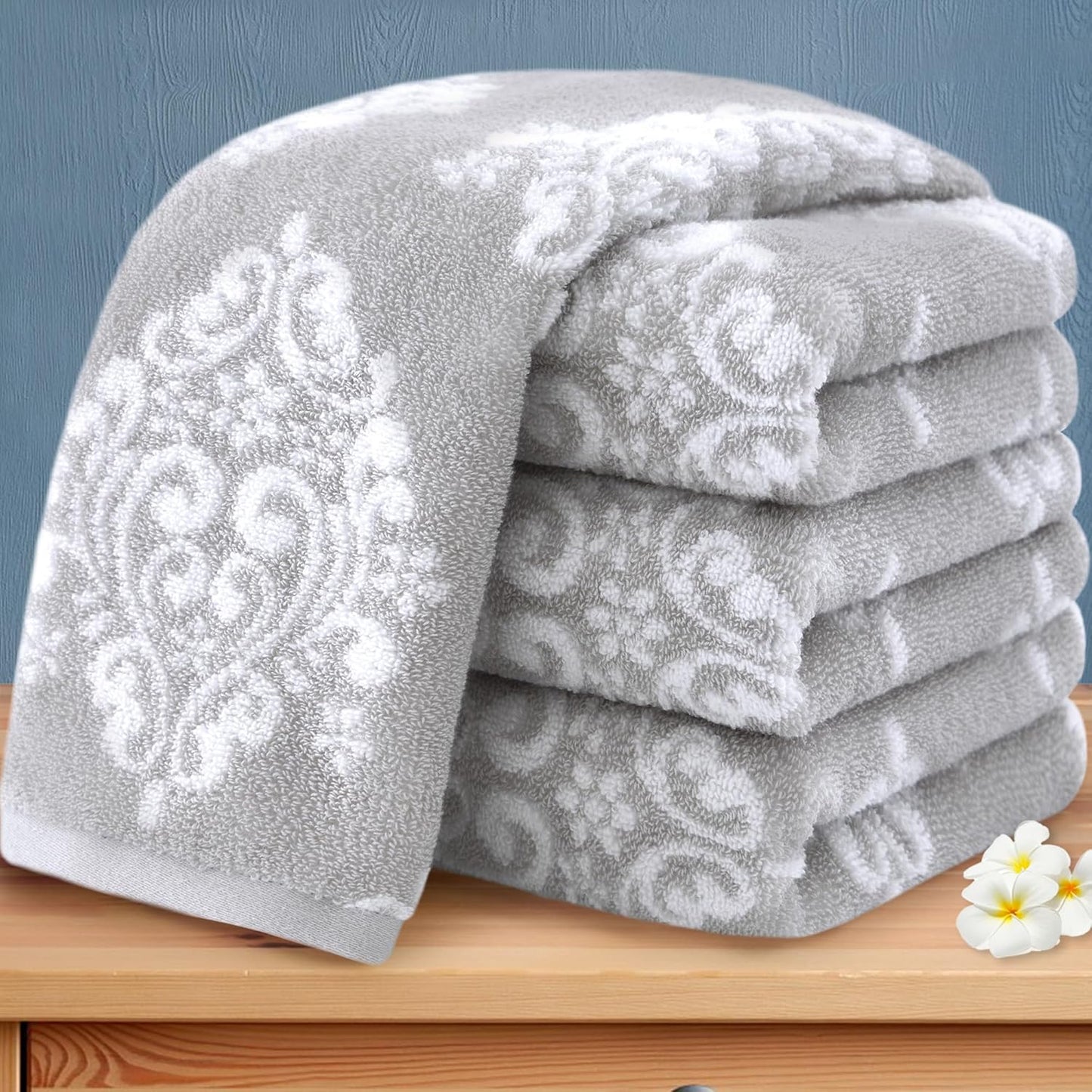 Hand Towels for Bathroom - 100% Cotton Quick Dry 4PC Set