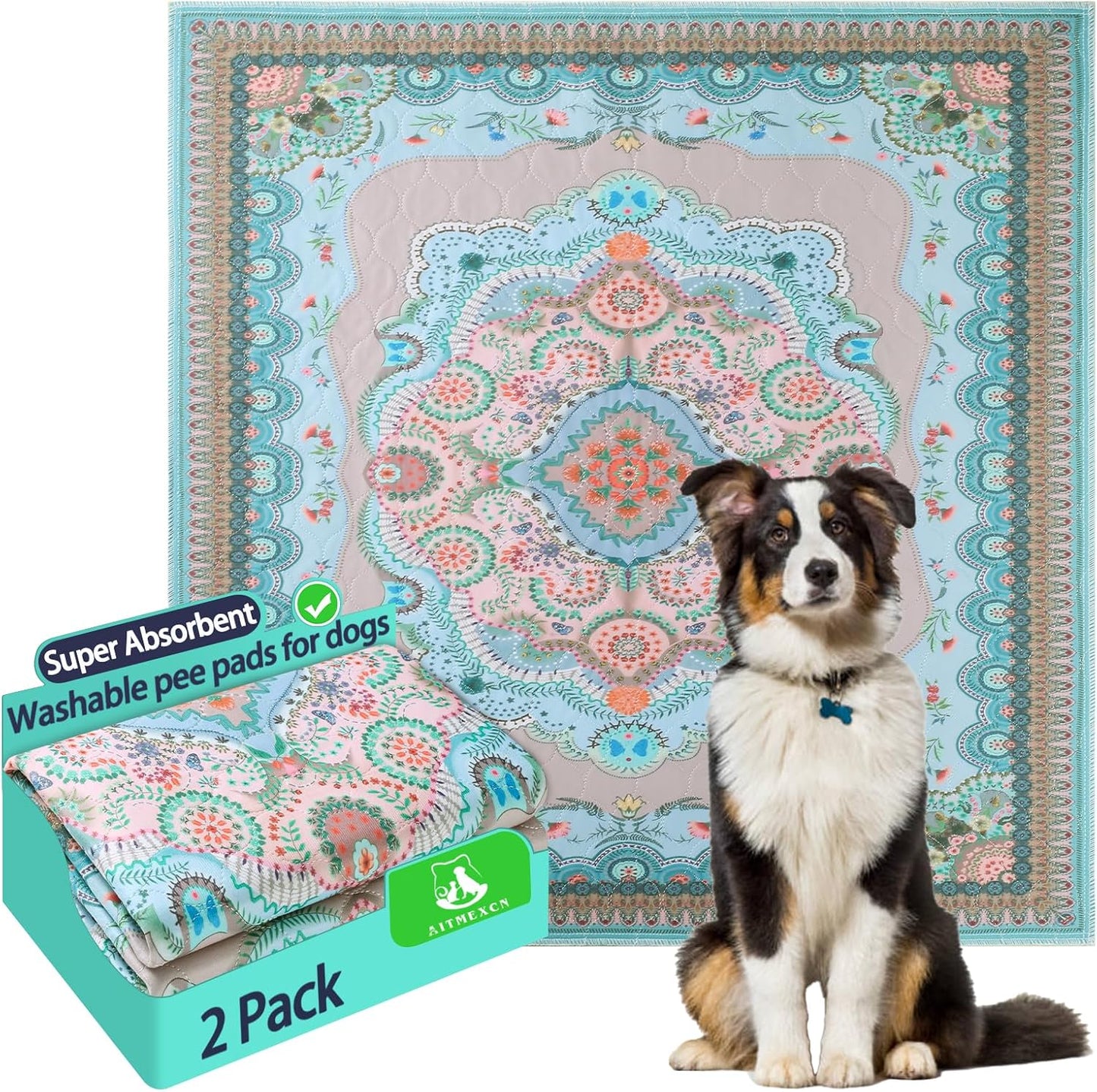 Aitmexcn Washable Pee Pads for Dogs - Super Absorbent Mats