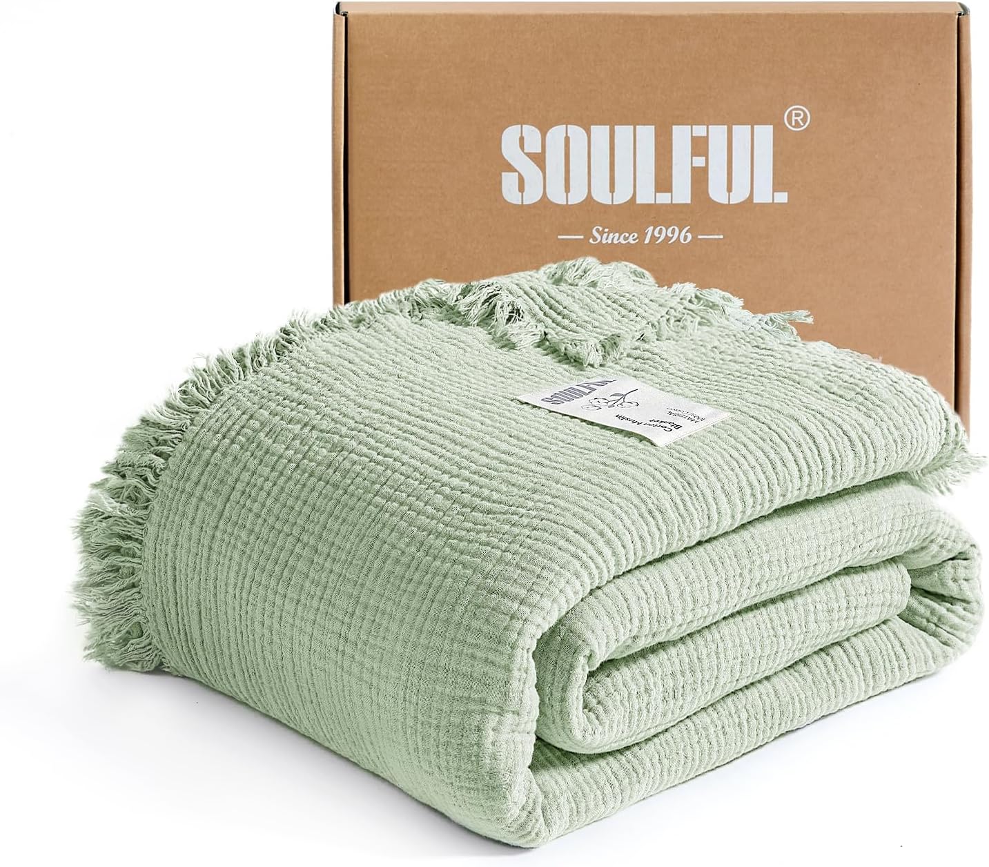 SOULFUL Muslin Throw Blanket - Soft Cotton for Couch or Bed