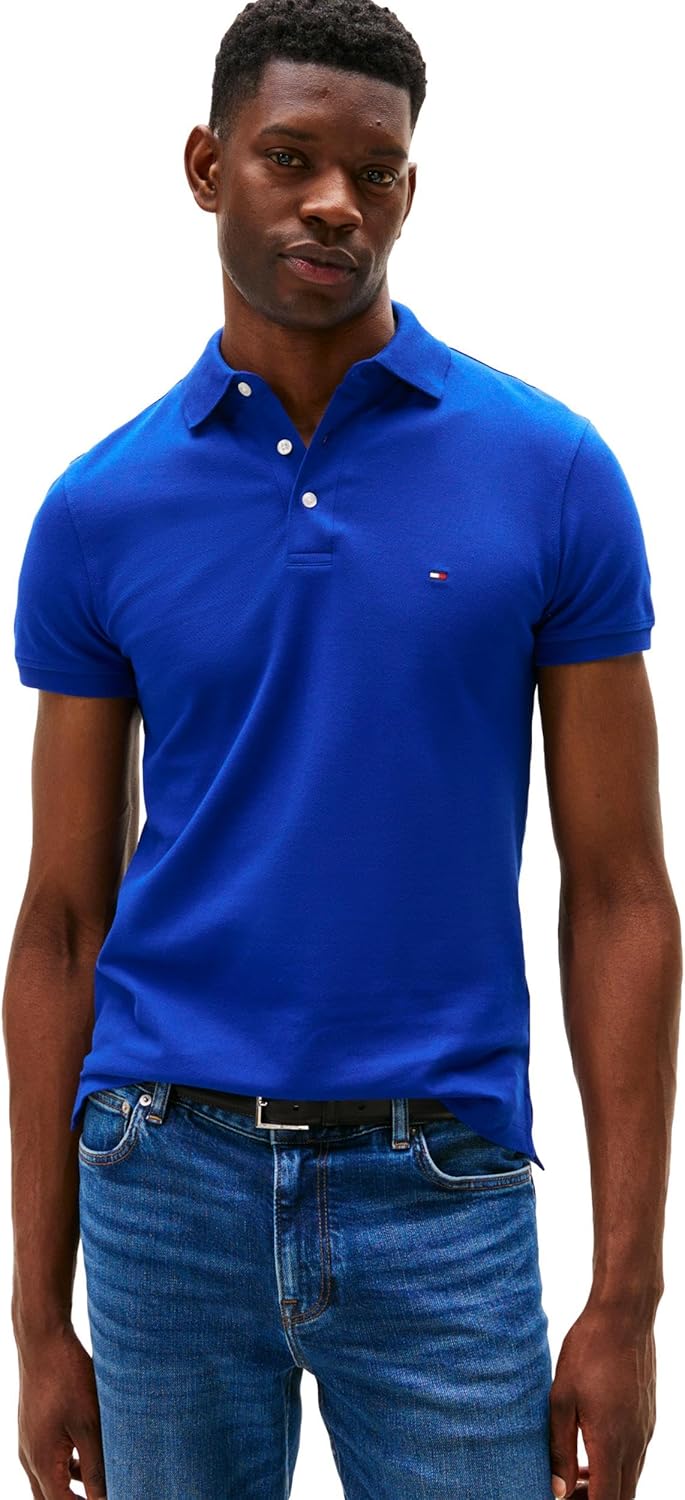 Tommy Hilfiger Mens Slim Fit Polo Shirts with Organic Cotton
