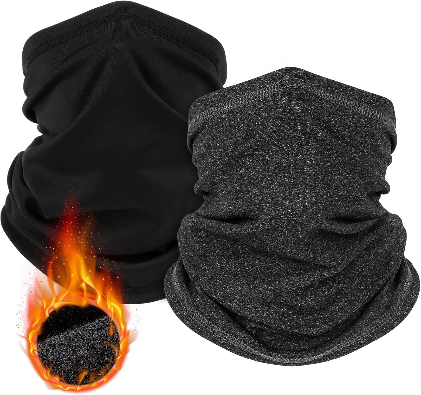Windproof Fleece Neck Gaiter 2-Pack for Winter Sports