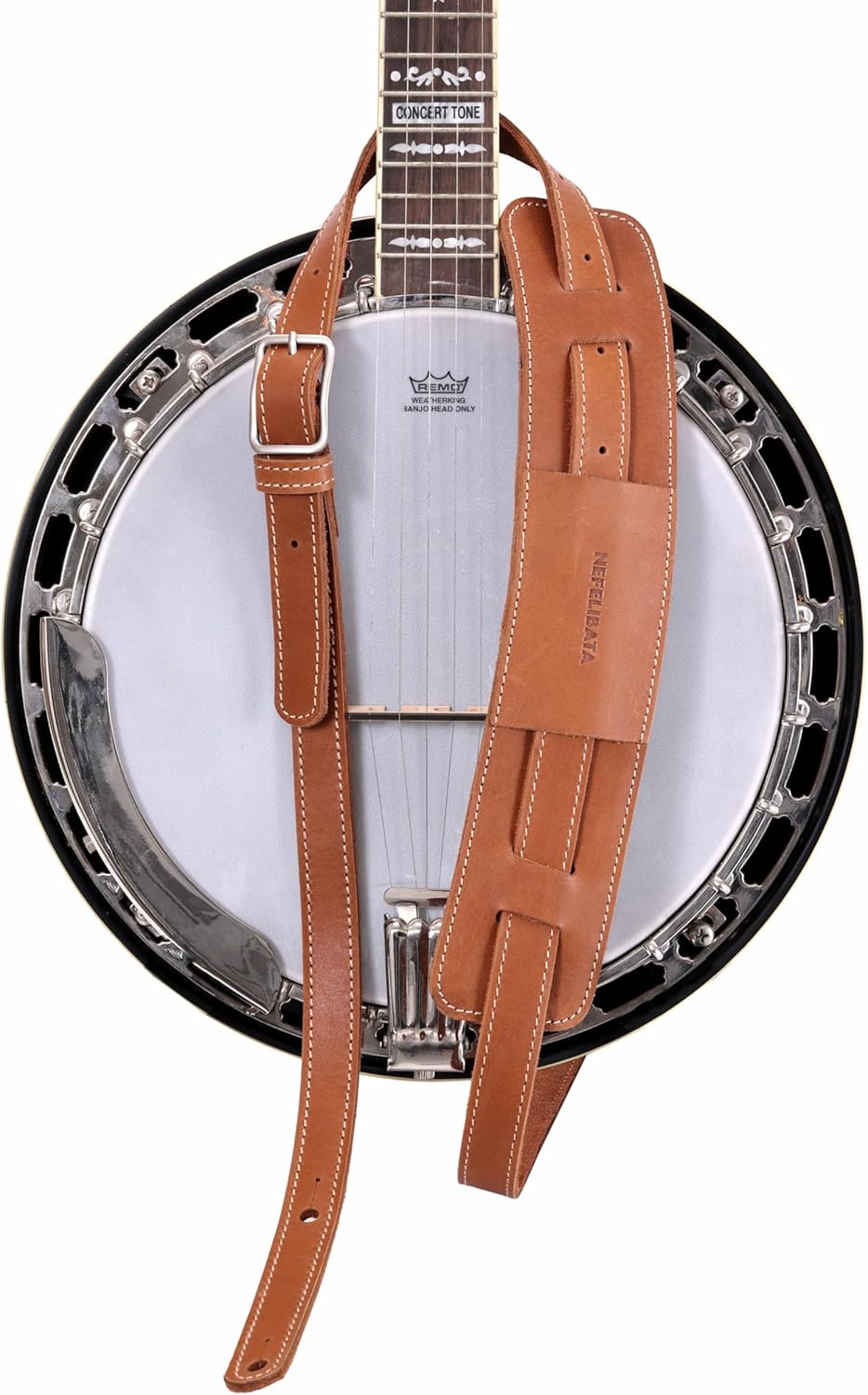 Nefelibata Banjo Strap - Full Grain Leather Adjustable Guitar Strap