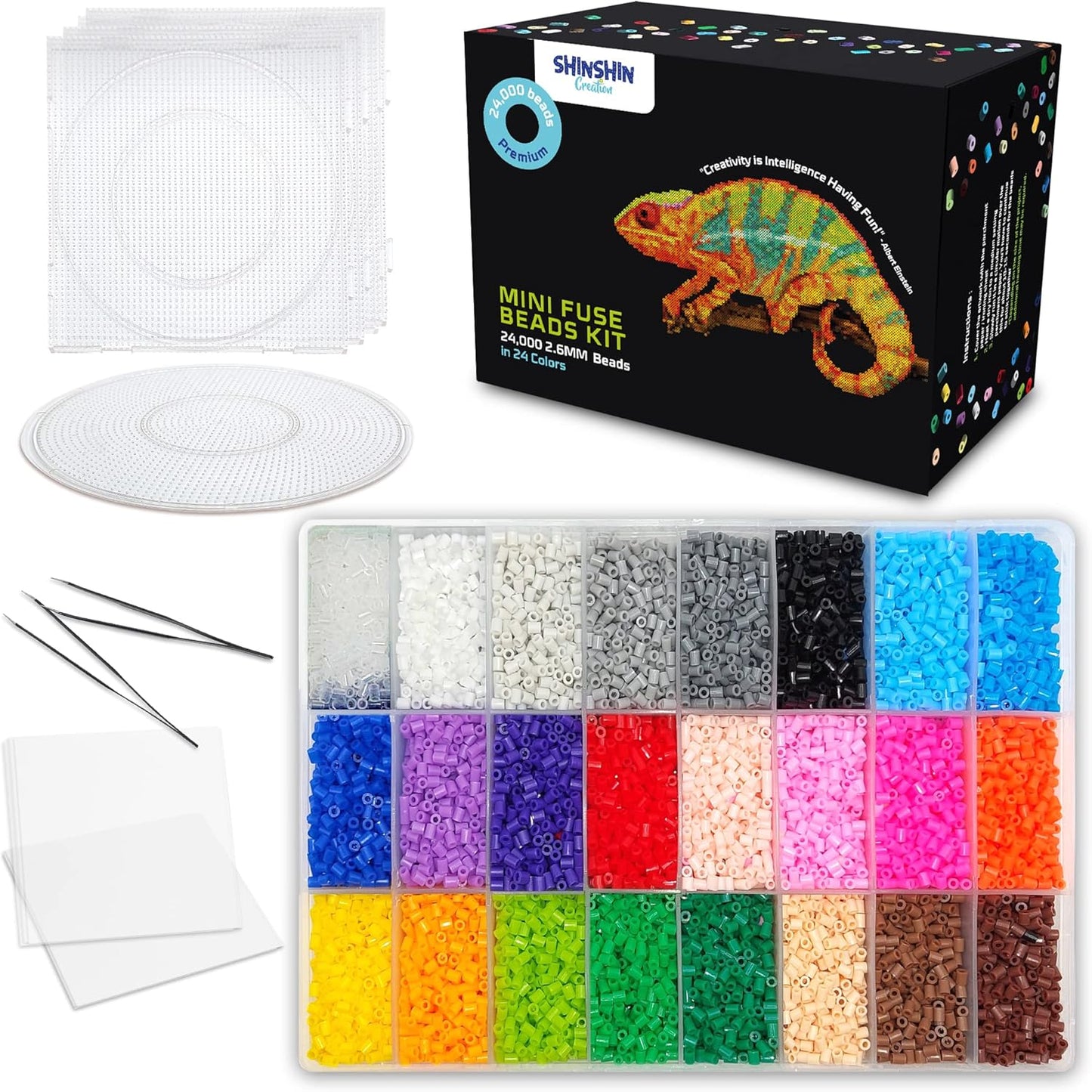24,000 Mini Fuse Beads Kit for Creative Pixel Art Projects