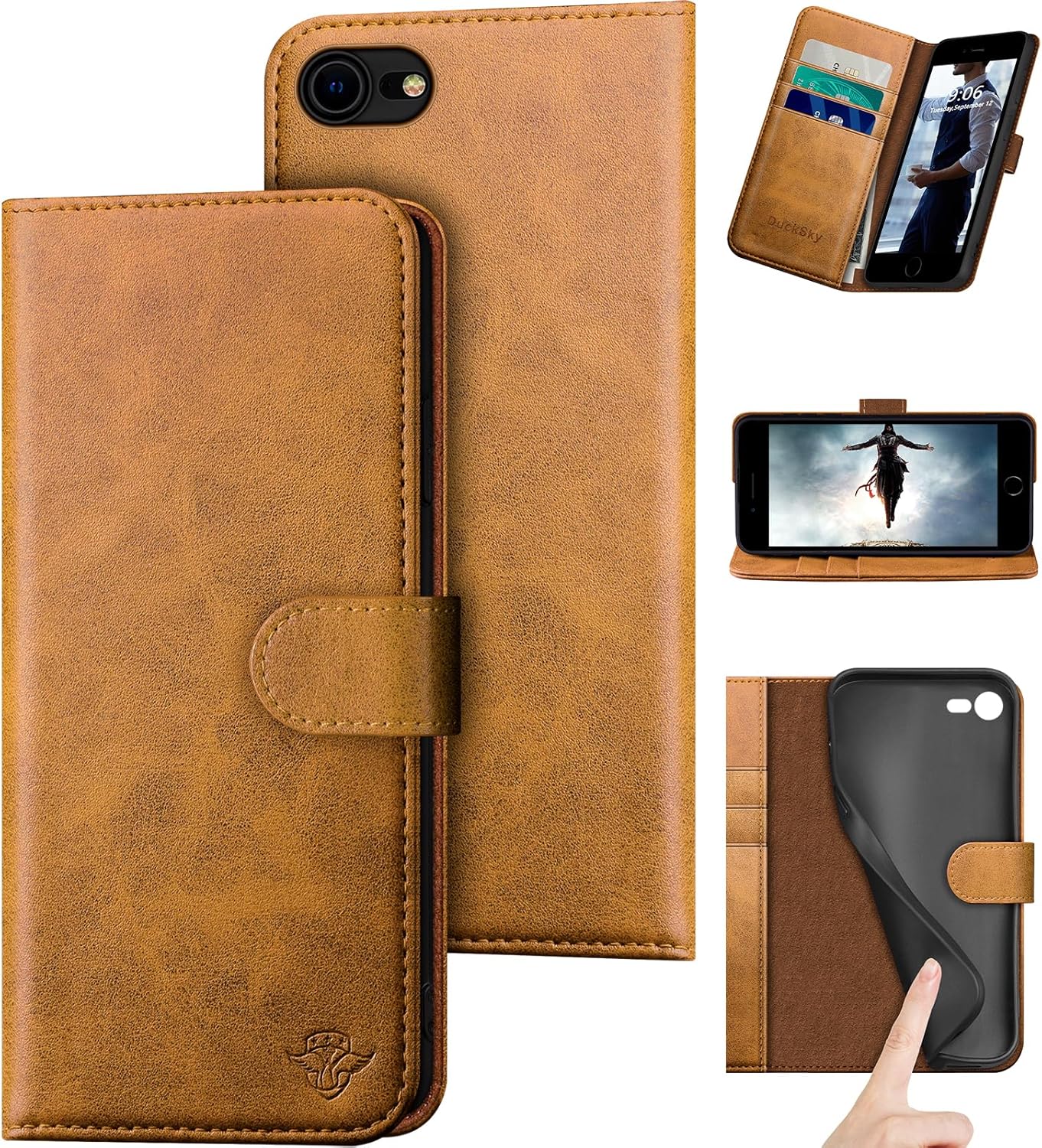 Genuine Leather Wallet Case for iPhone 7/8/SE 2020/2022 Models