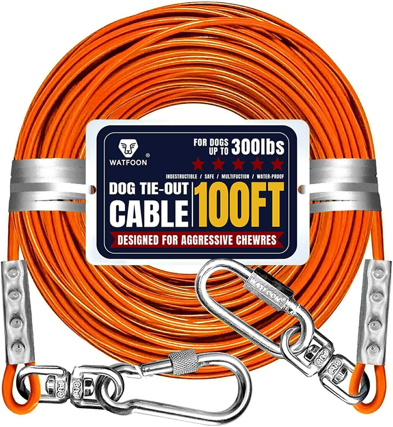 Tie Out Cable for Dogs Up to 300lbs - 100ft Heavy Duty Lead