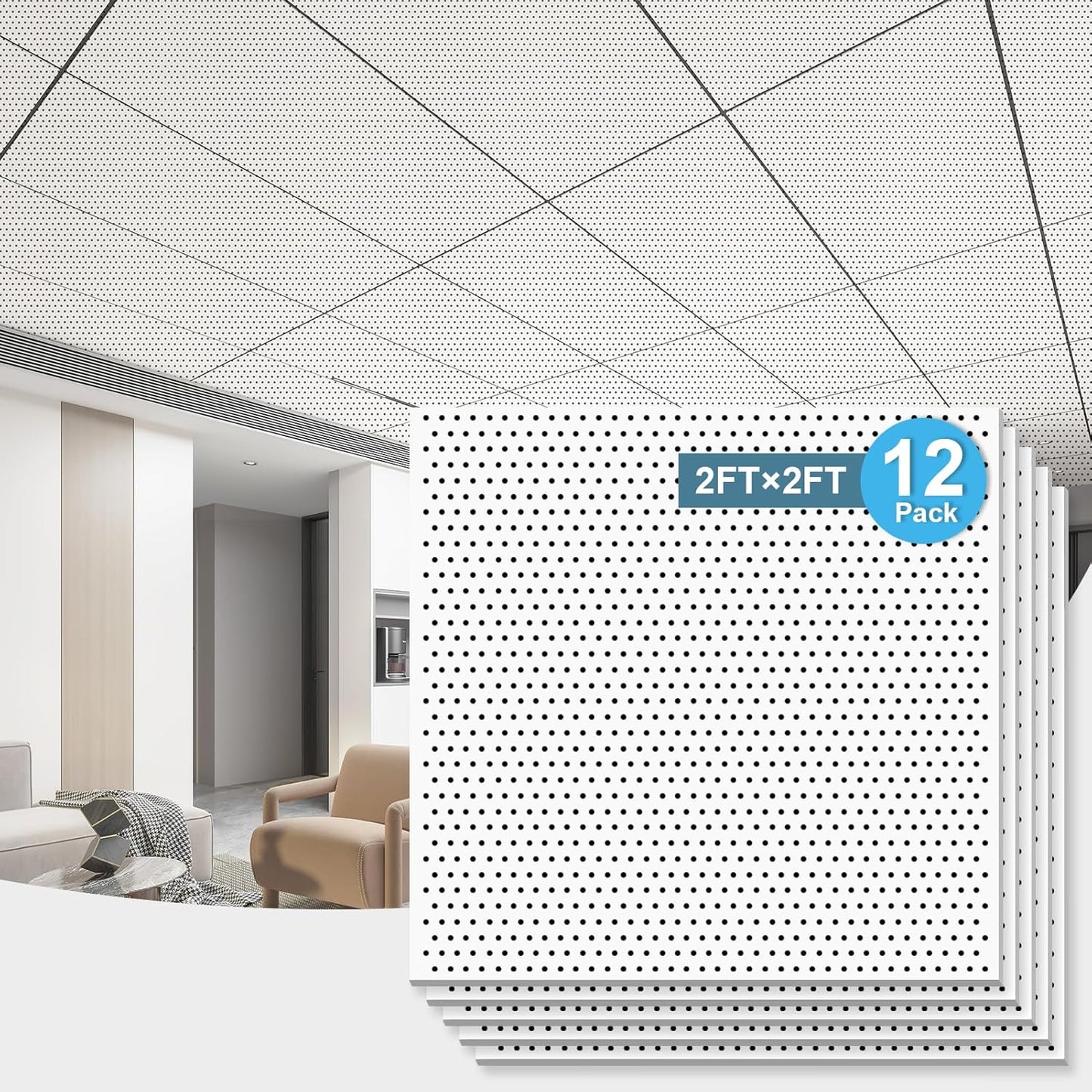 Art3d Acoustic Drop Ceiling Tiles for Soundproofing and Decor