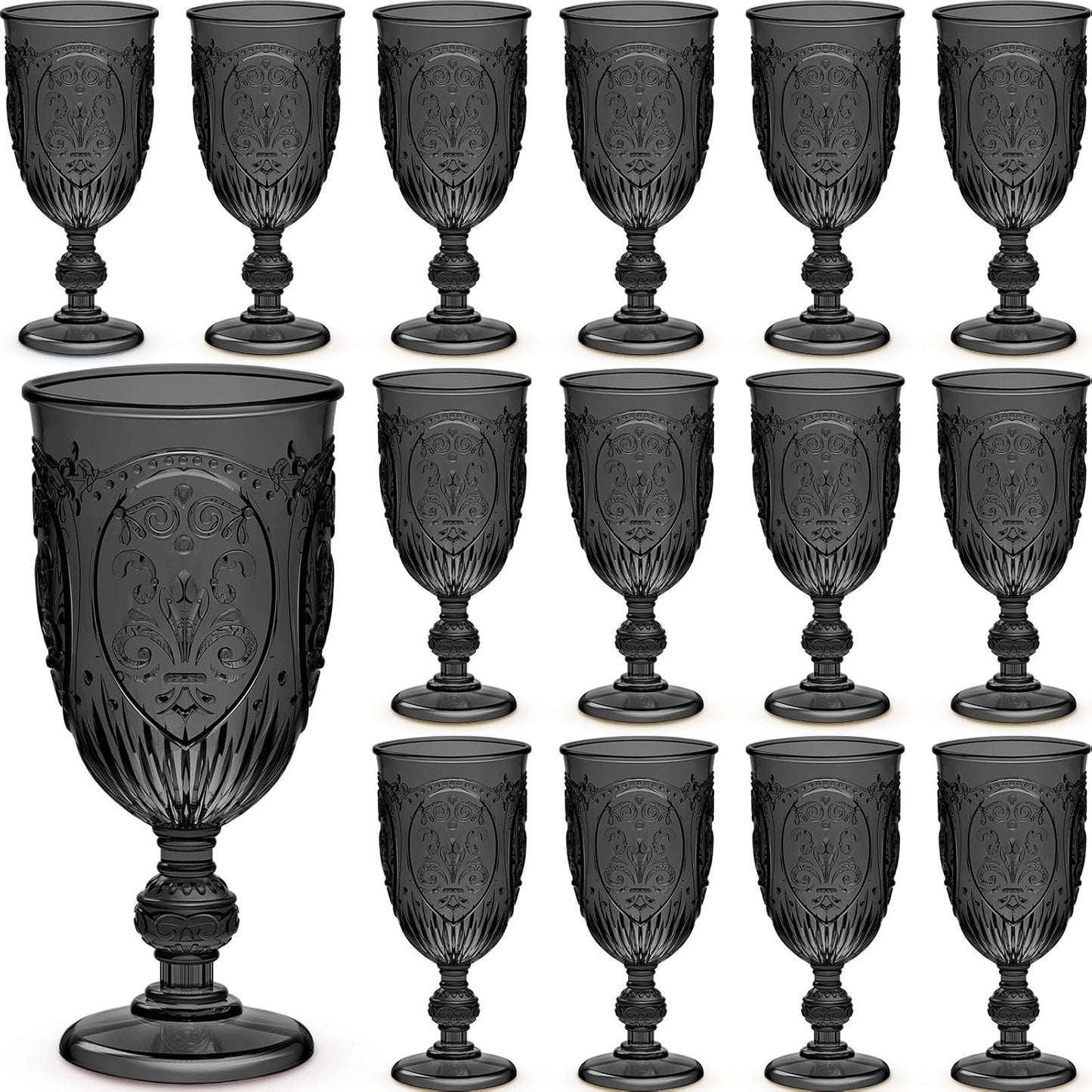 24 Pcs Vintage Plastic Goblets for Weddings and Parties