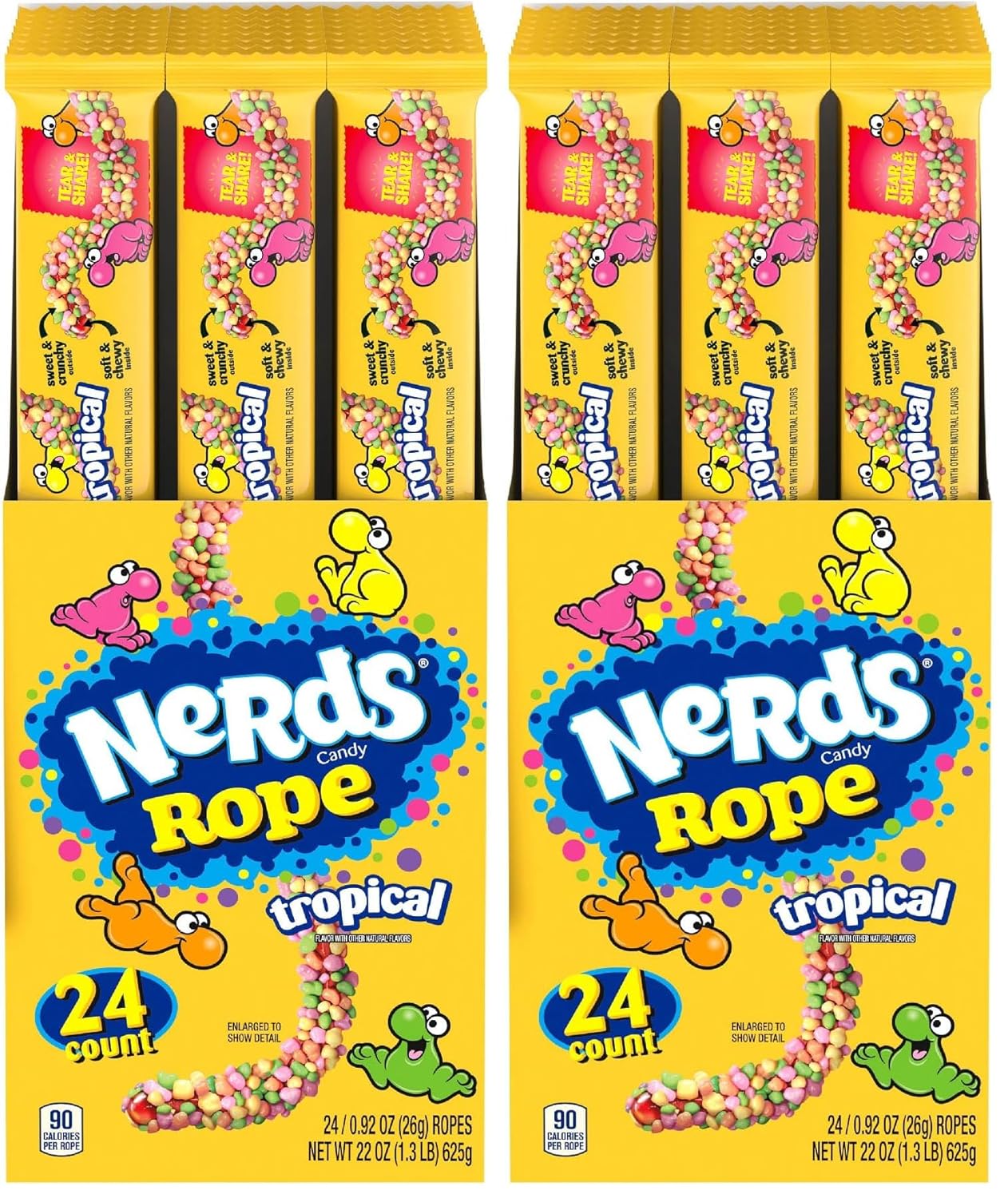 Nerds Rope Candy Tropical Flavor Pack of 48 for Sweet Fun