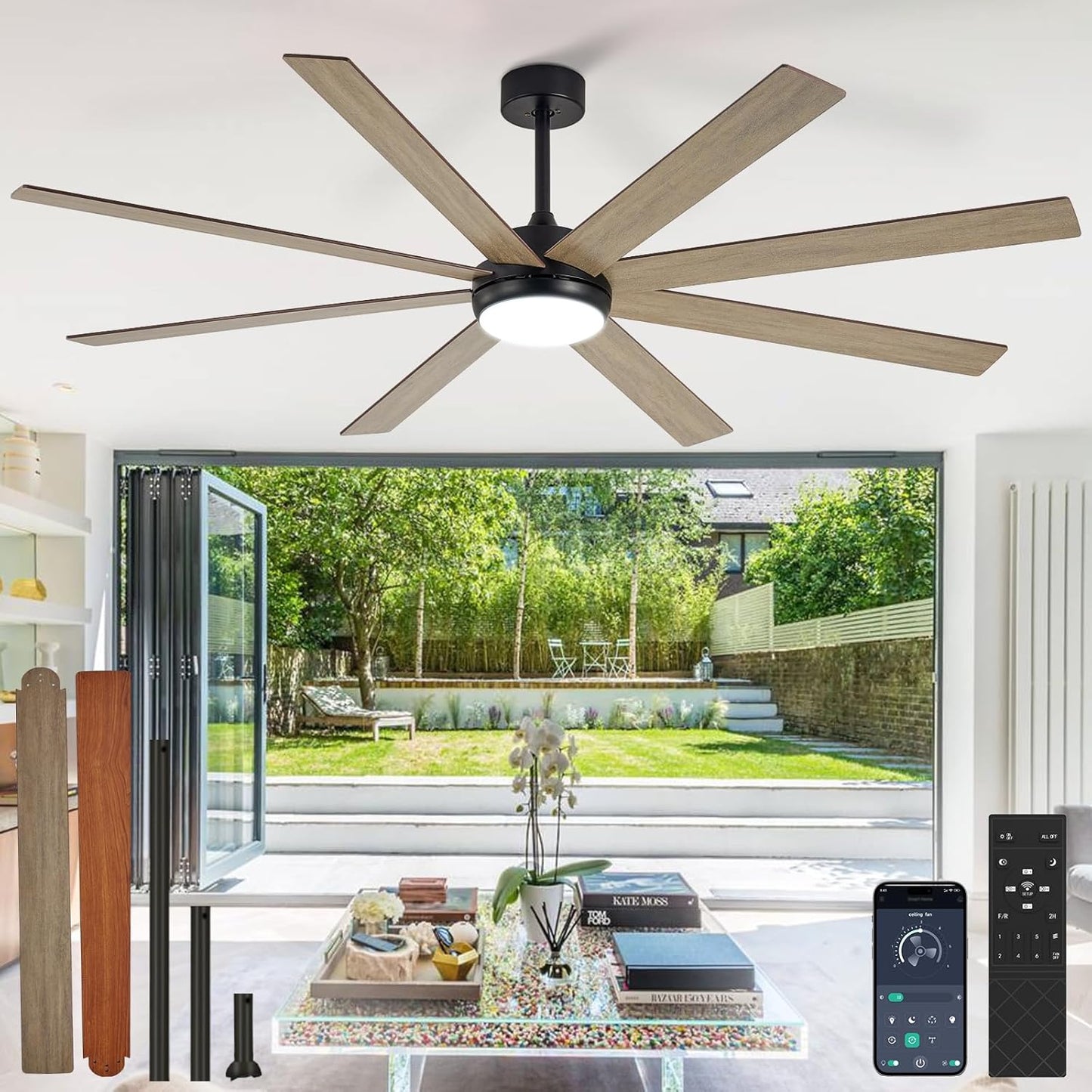 Depuley 72 Inch Ceiling Fan with Lights for Indoor and Outdoor Use