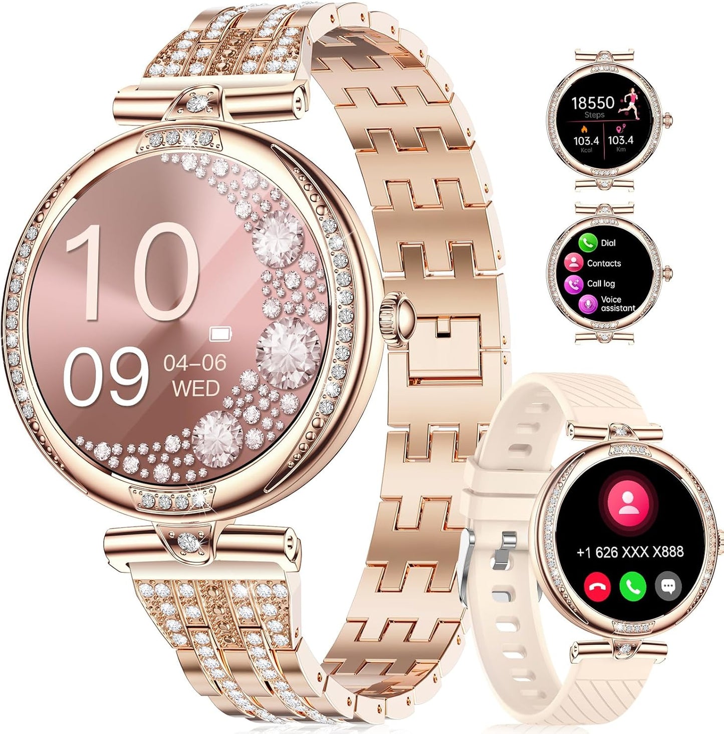 LIGE Smart Watches for Women with Diamonds and Health Tracking