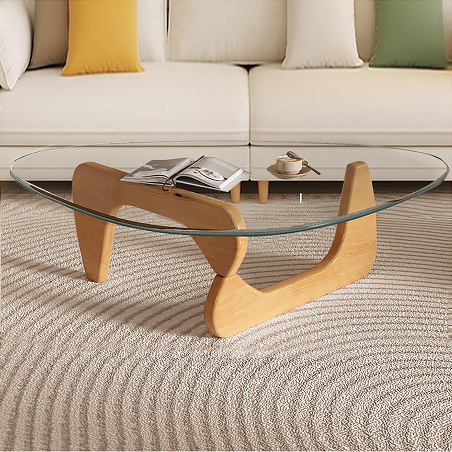 Mid Century Modern Glass Coffee Table for Living Room Use