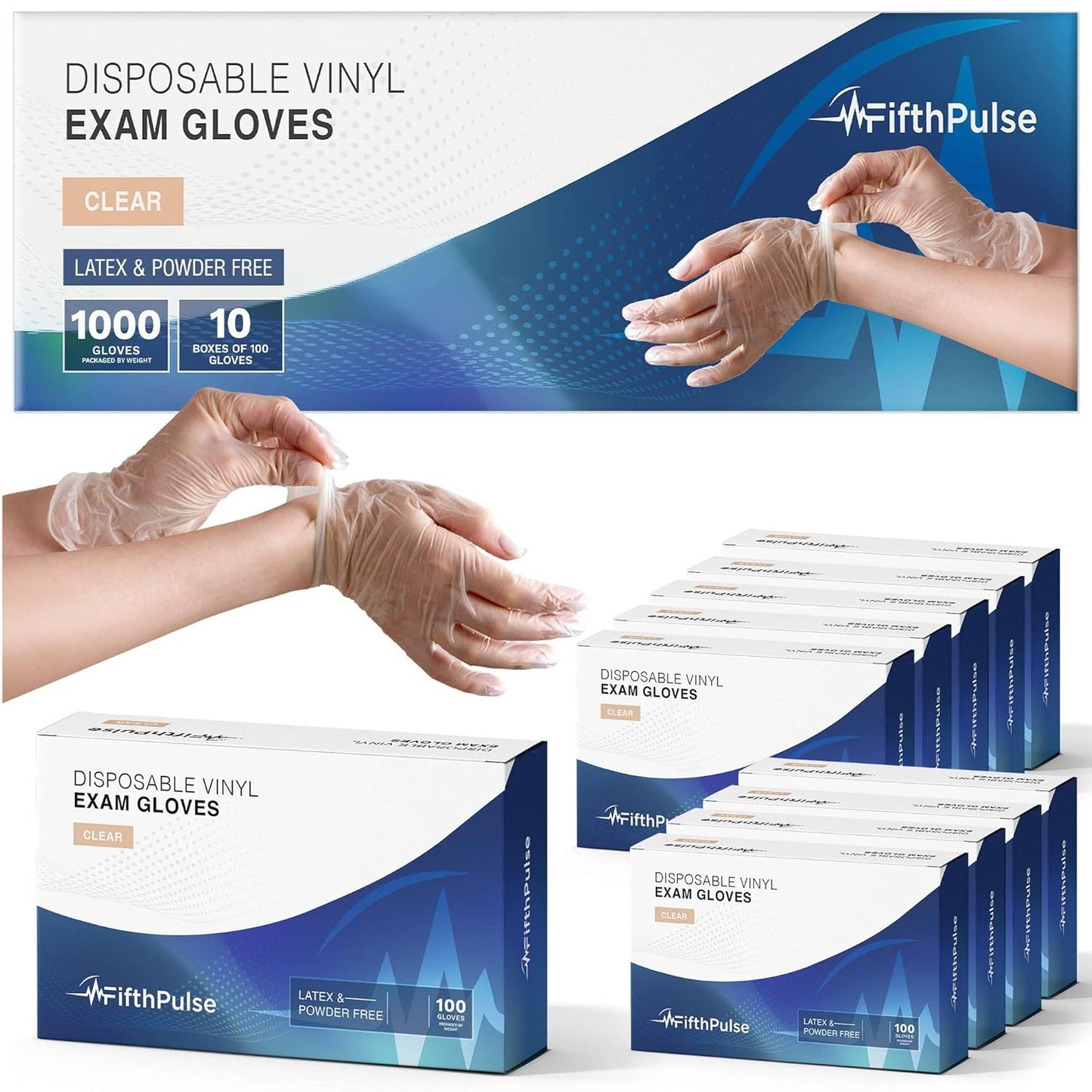 1000 Vinyl Gloves Disposable - Latex Free Medical Grade Gloves