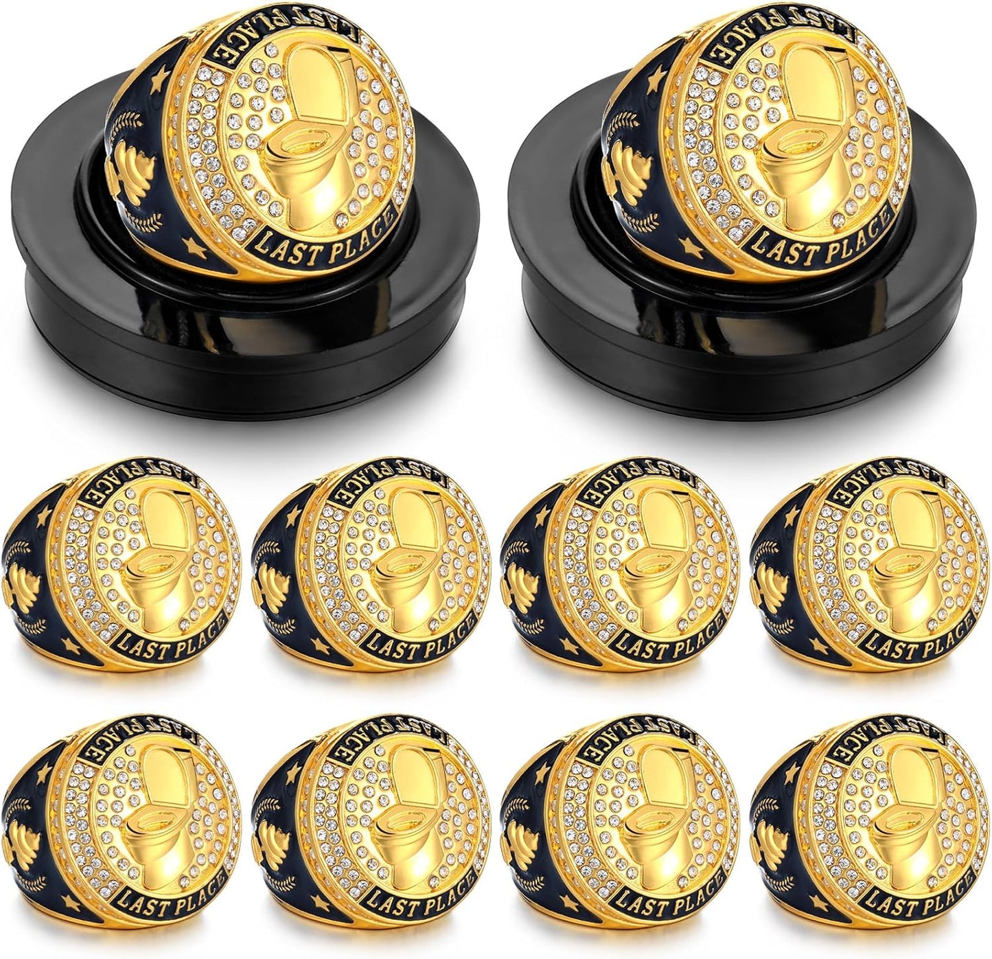 10pcs Last Place Loser Champion Trophy Rings for Fun Awards