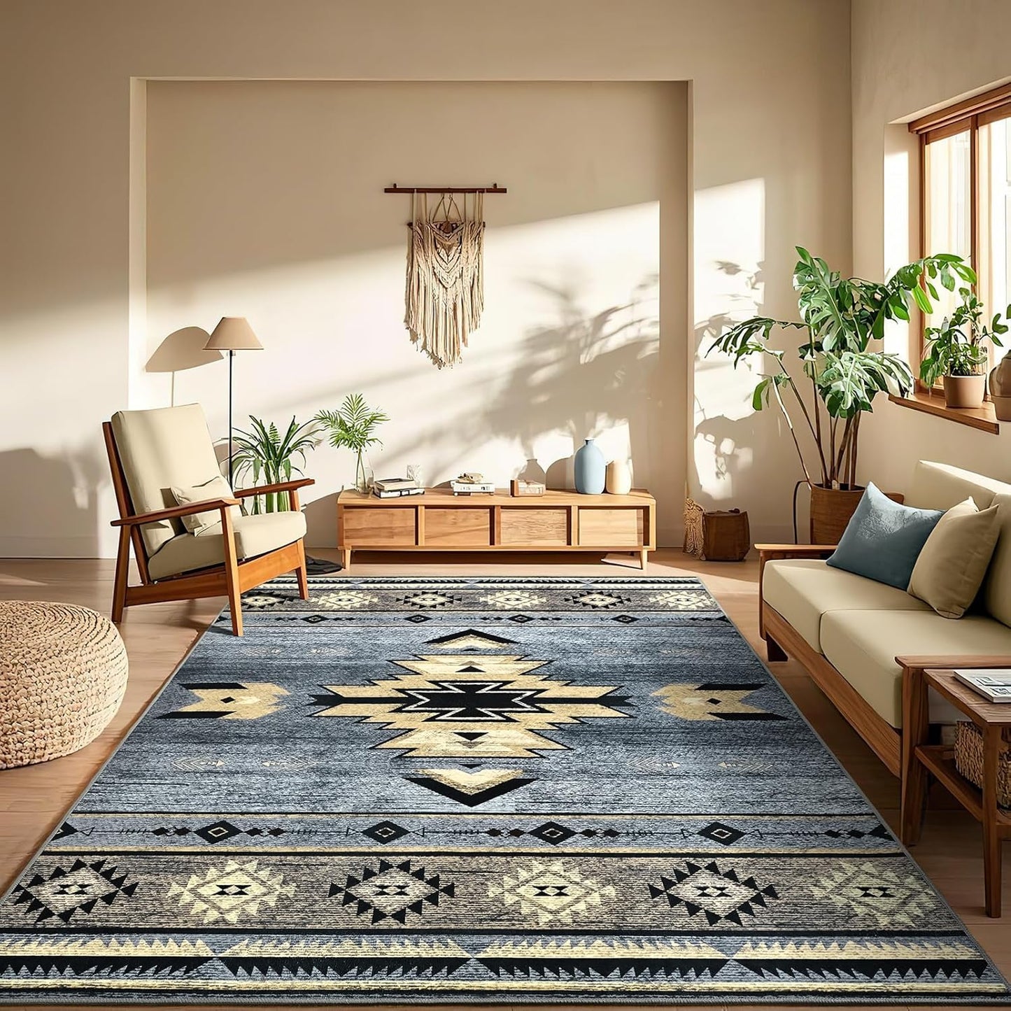 Western Rugs for Living Room, Rustic Non Slip Area Rug 4ft x 6ft