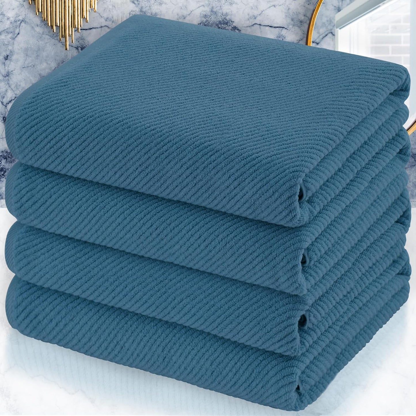 Luxurious 100% Cotton Bath Towels Set of 4 - Soft & Absorbent