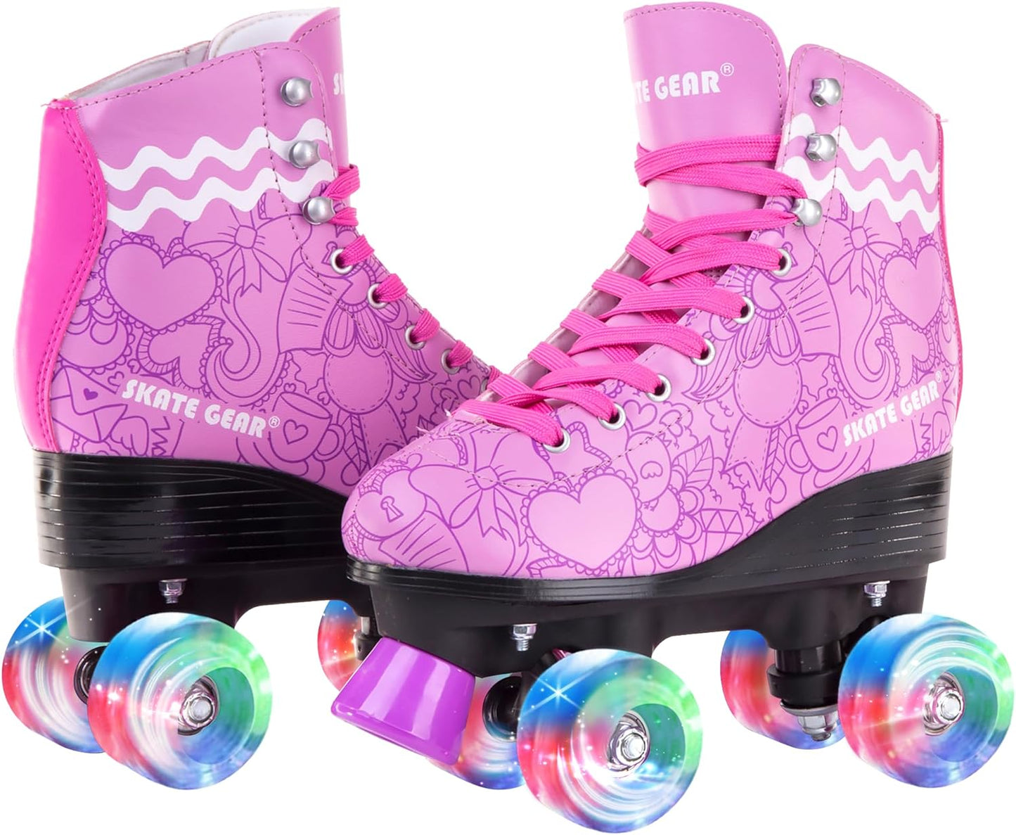 Skate Gear Retro Quad Design Roller Skates with LED Wheels