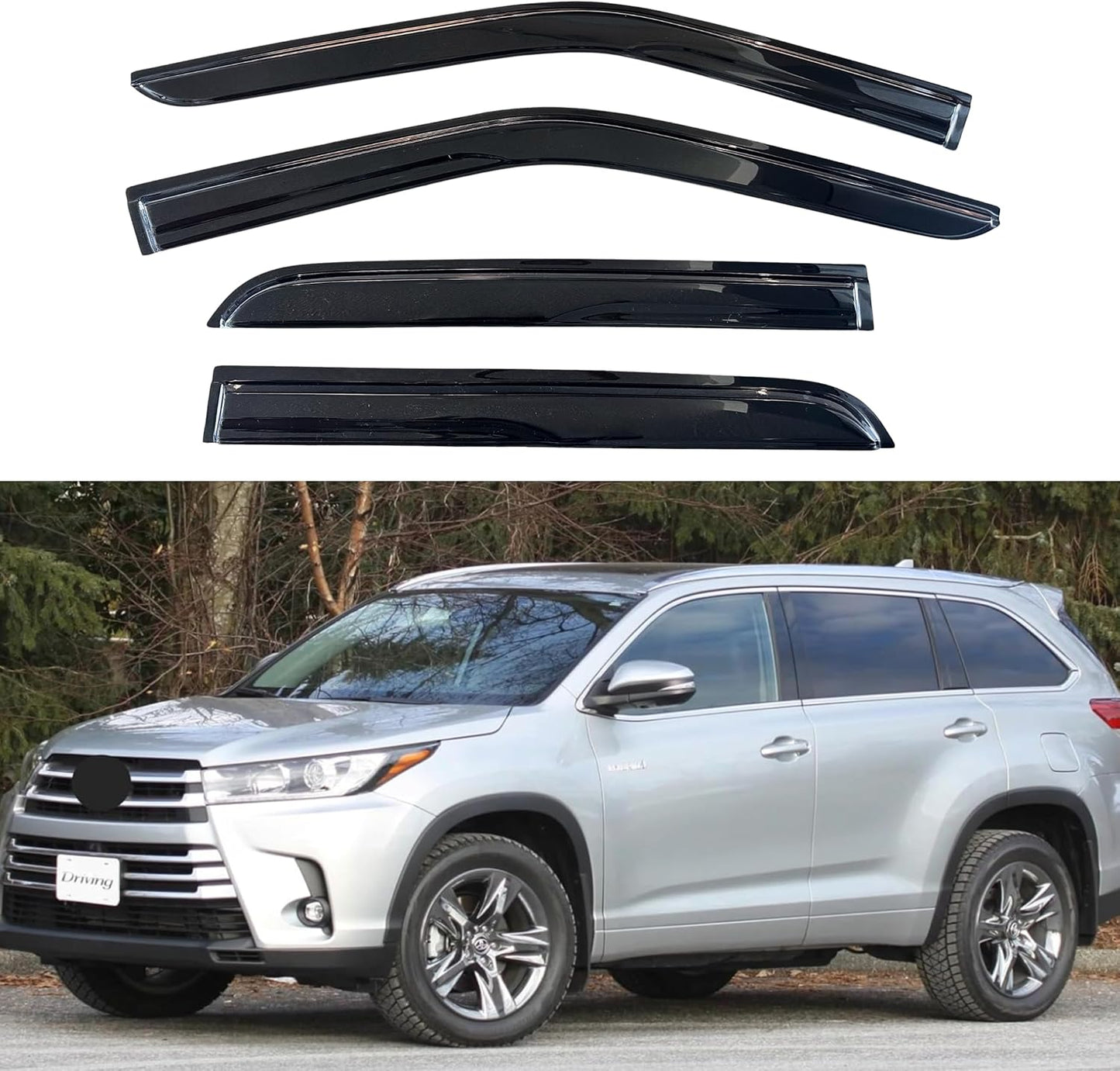 KPY Window Visor Rain Guard for Toyota Highlander 2014-2019