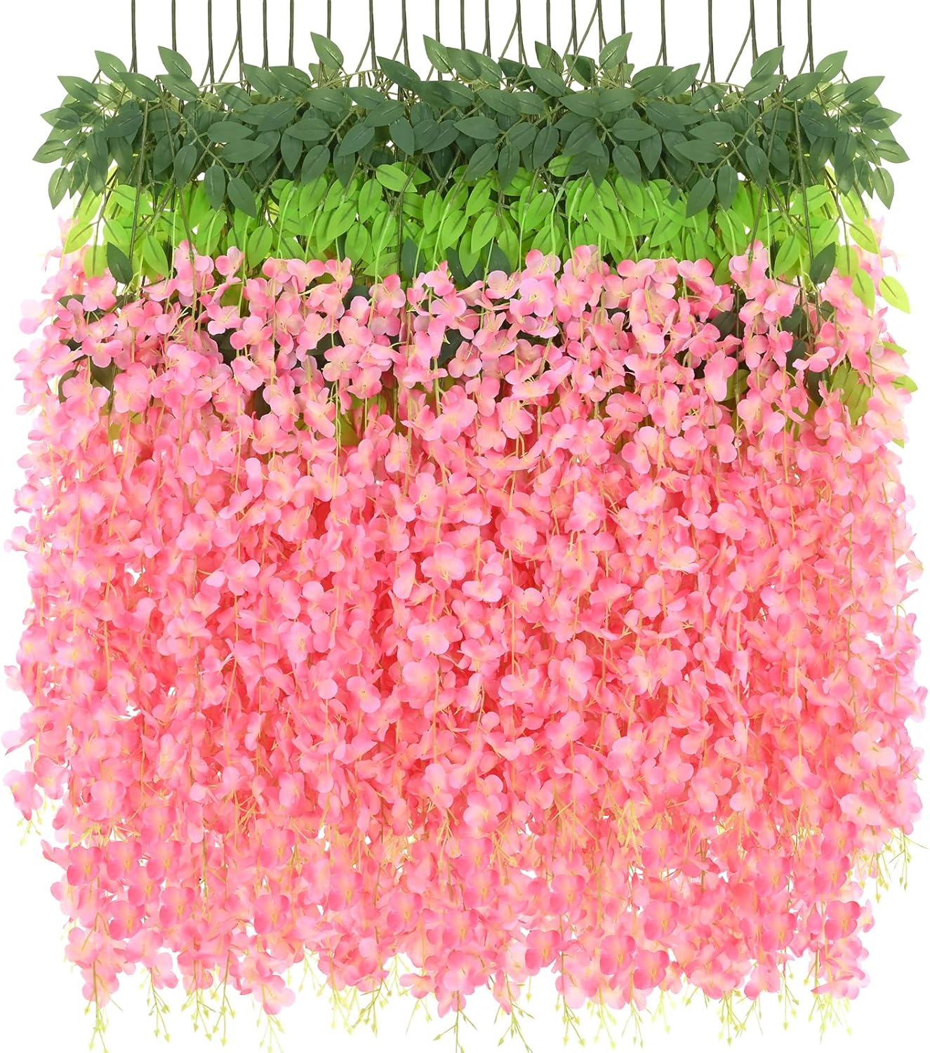 36Pcs Deep Pink Fake Wisteria Hanging Flowers for Decoration