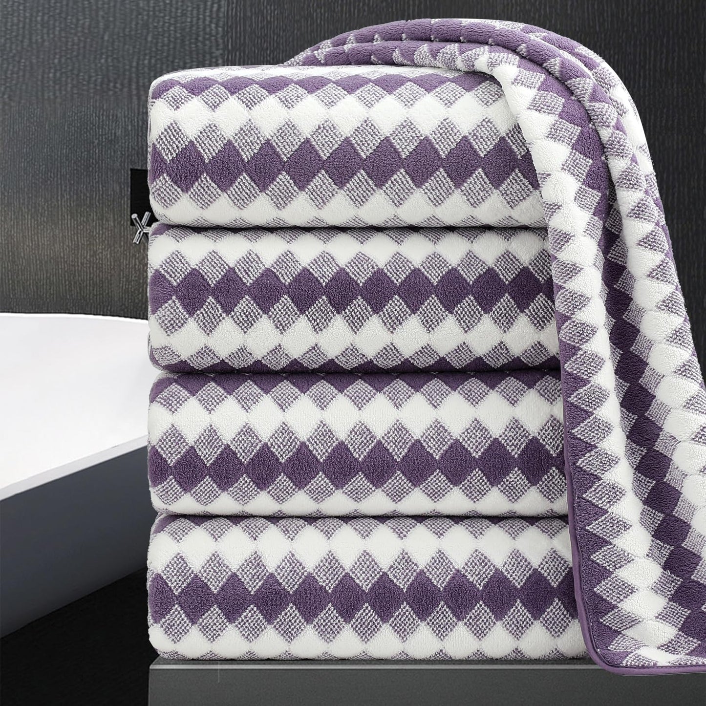 4 Piece Extra Large Bath Towel Set for Ultimate Comfort