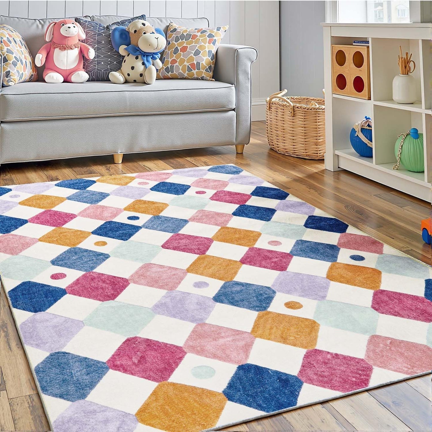 Colorful Diamond Area Rug 3x5 for Kids and Playrooms