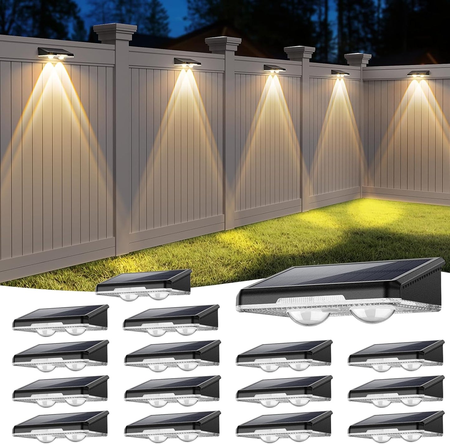 Solar Fence Lights Outdoor with 7 Colors for Any Occasion