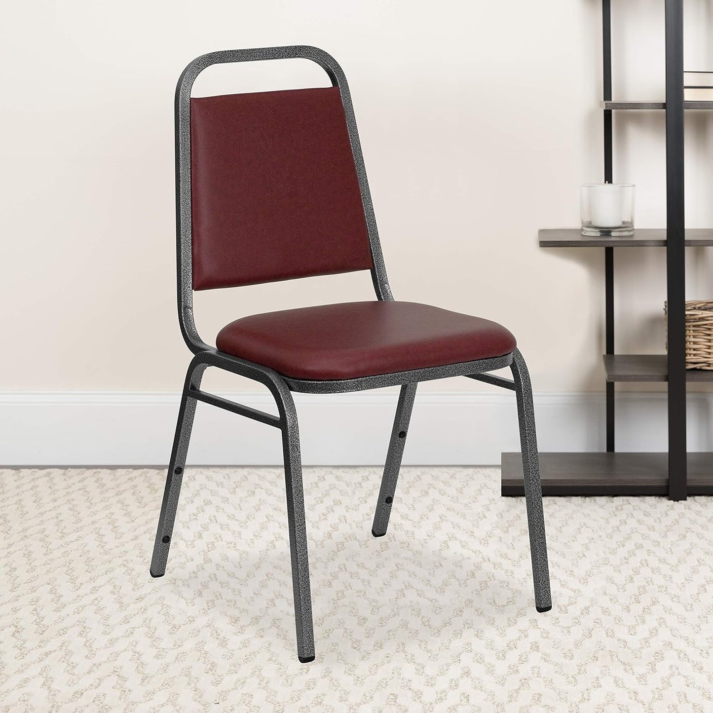 Trapezoidal Back Vinyl Stackable Banquet Chair for Events