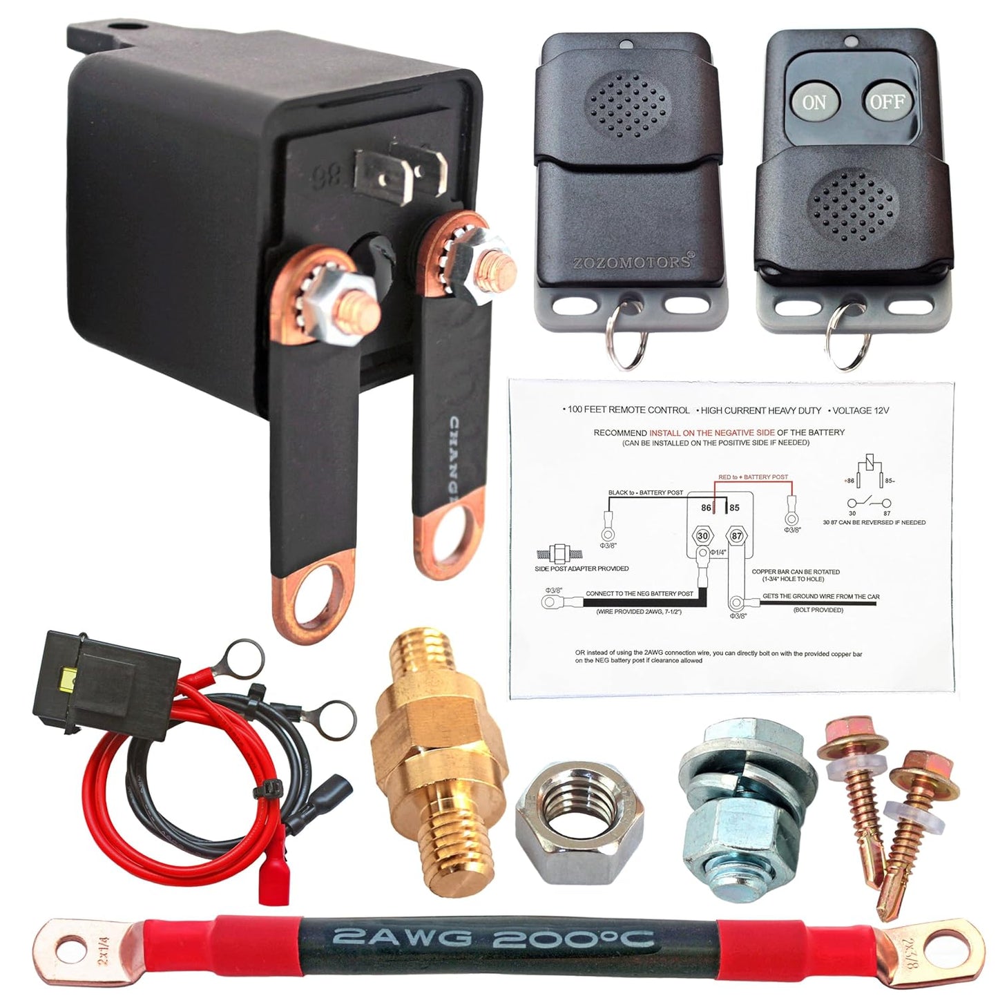 3/8 Side Post Remote Battery Disconnect Switch for 12V Systems