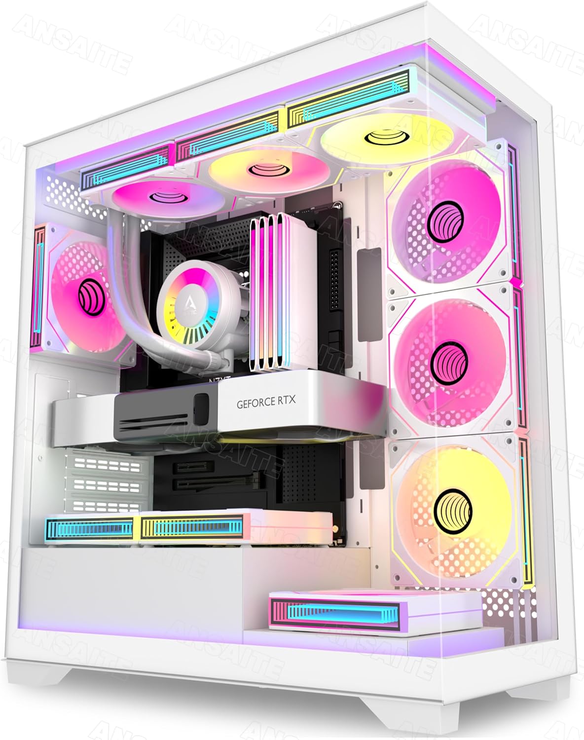 C9 Mid Tower PC Case with 7 ARGB Fans and Tempered Glass Design