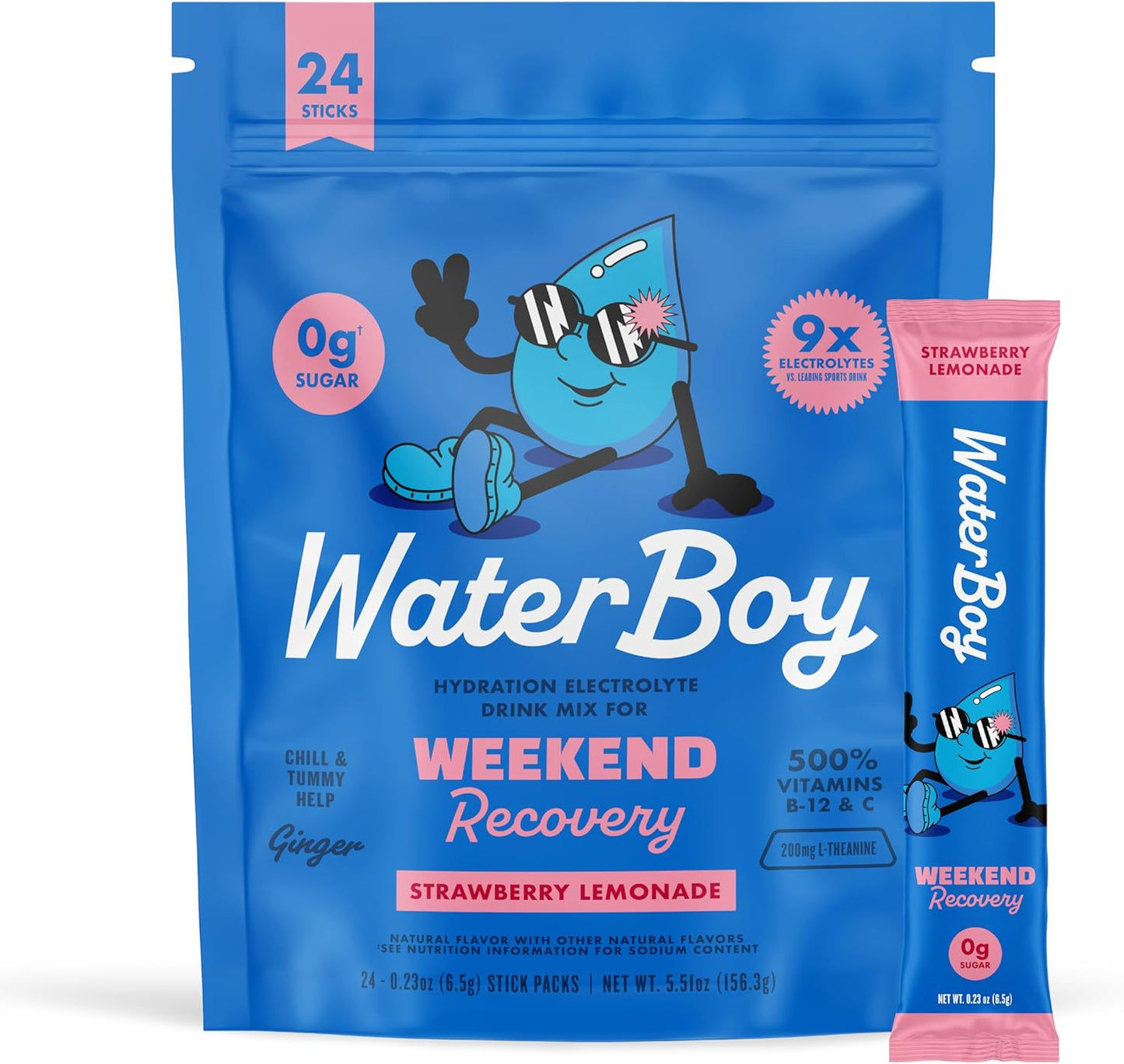 Waterboy Weekend Recovery Electrolyte Powder Packets for Adults