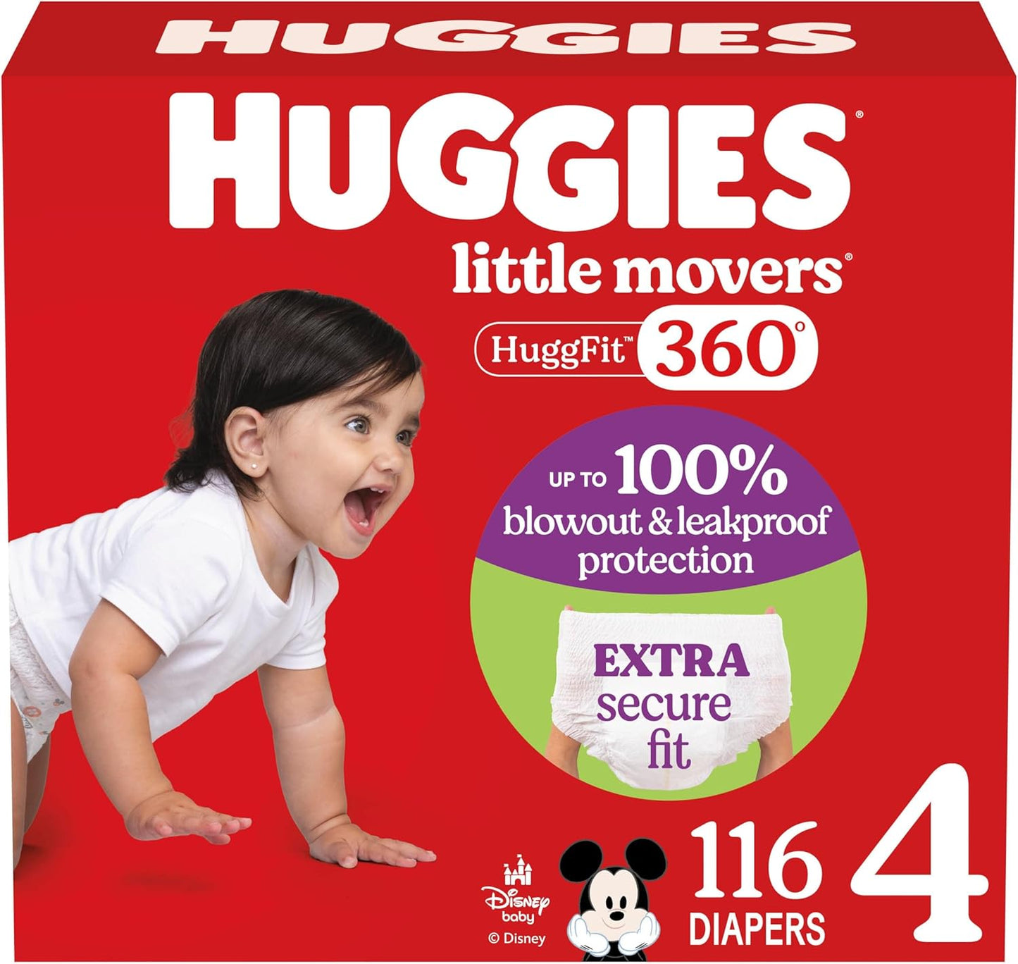 Huggies Size 4 Baby Diapers with 360 Waistband for Comfort