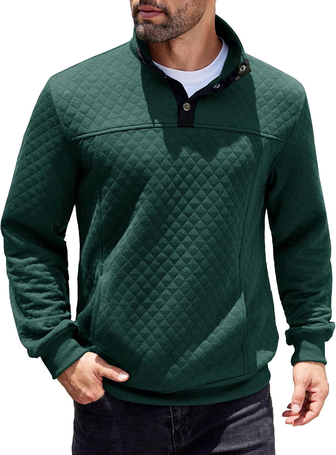 COOFANDY Quilted Mock Neck Sweater - Active Style