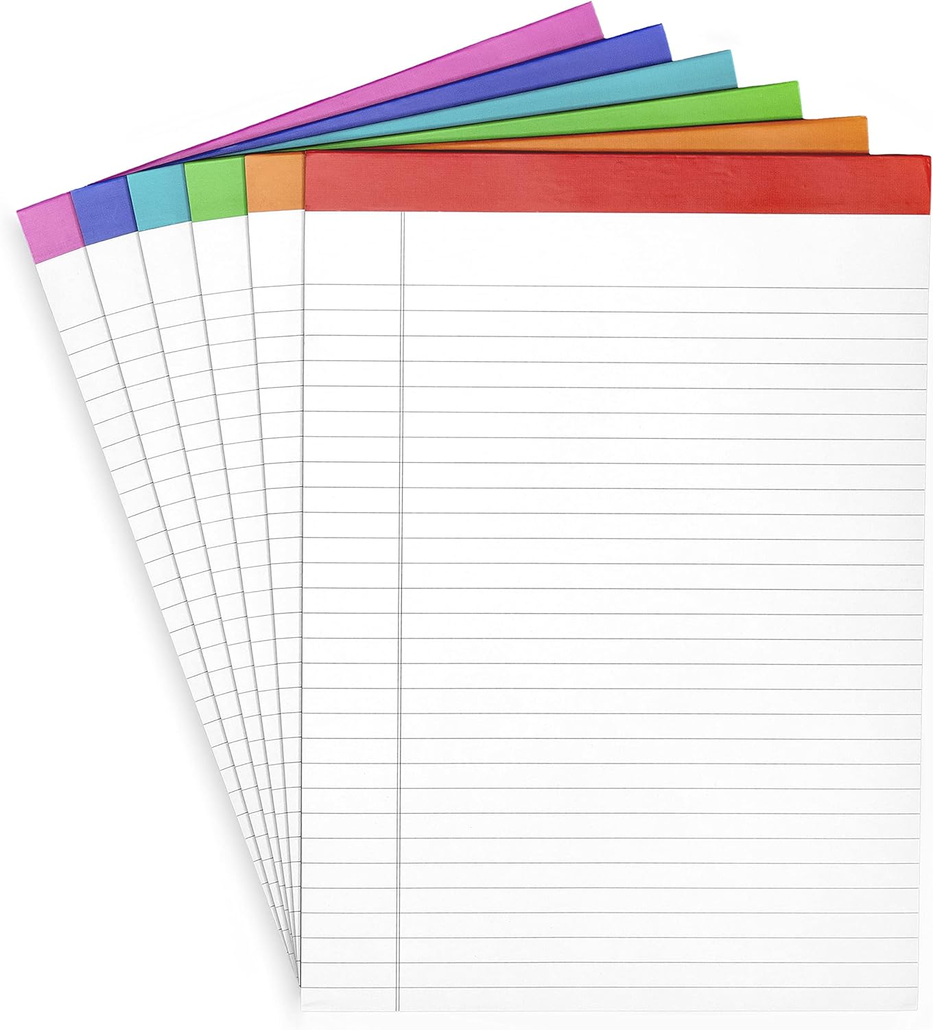 PAPERAGE Rainbow Legal Pads, 6 Pack, Wide Ruled, 8.5x11