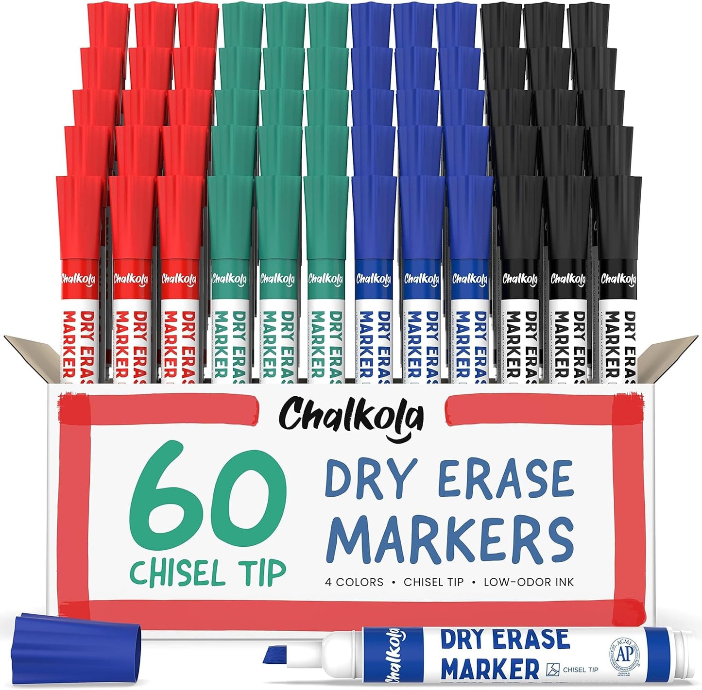 Chalkola Dry Erase Markers Bulk Pack of 60 Colors for All Uses