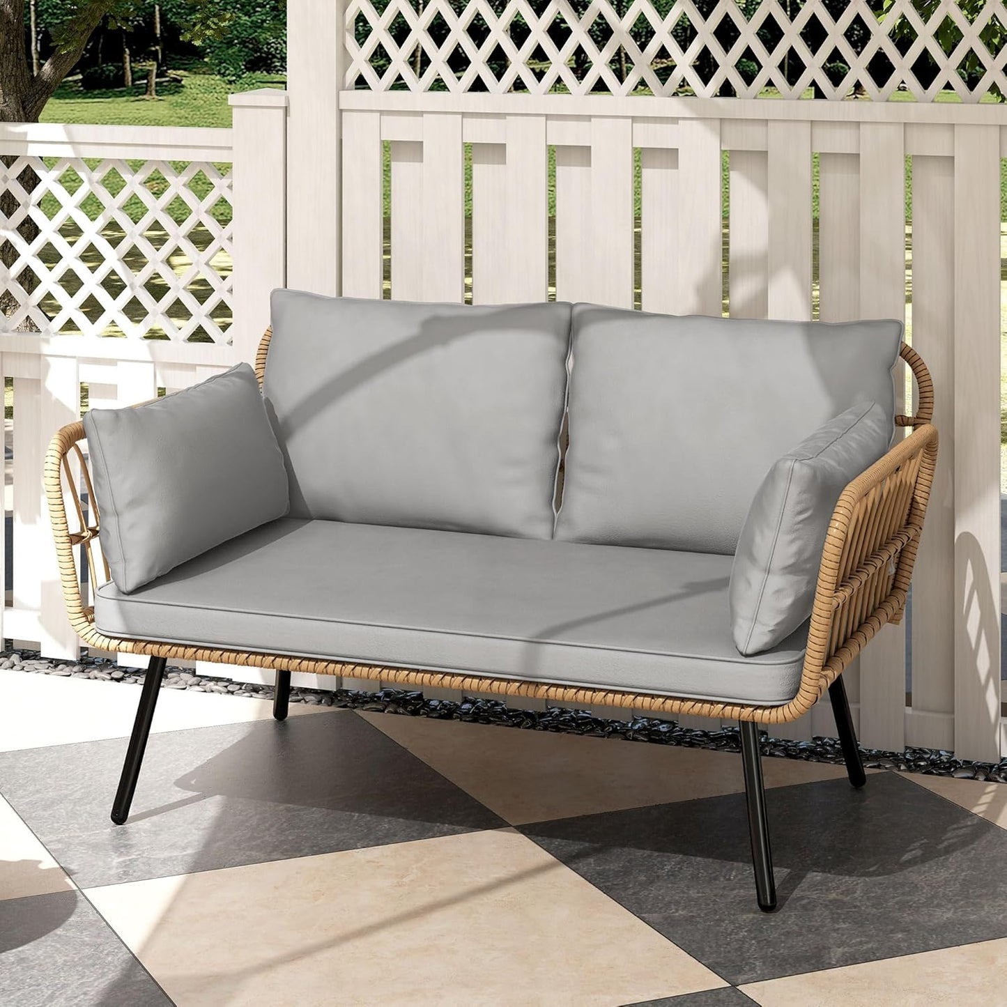 DWVO Wicker Patio Loveseat: Stylish All-Weather Outdoor Sofa